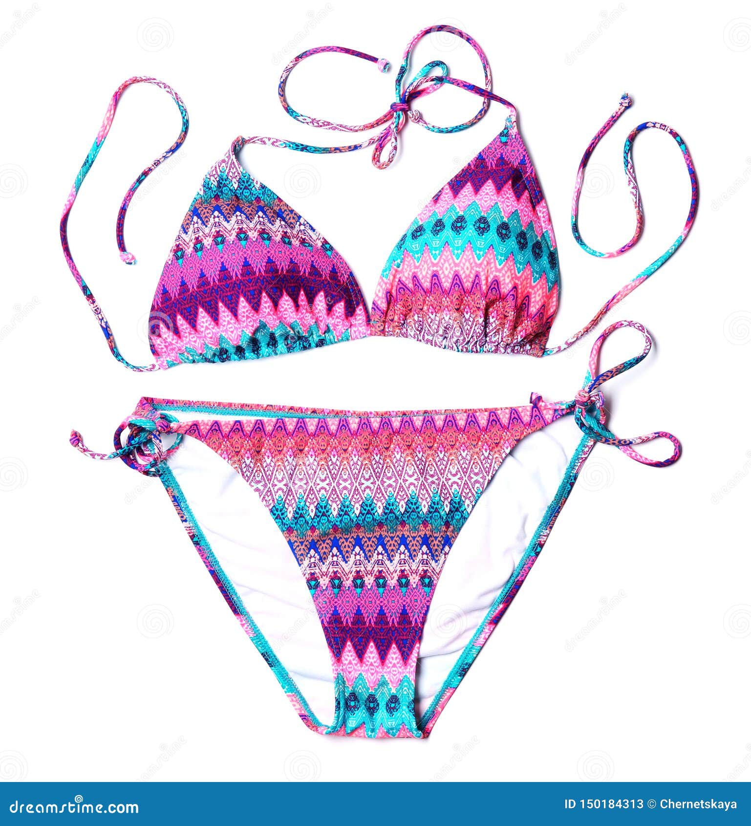 Colorful Stylish Bikini on White Background Stock Image Image of