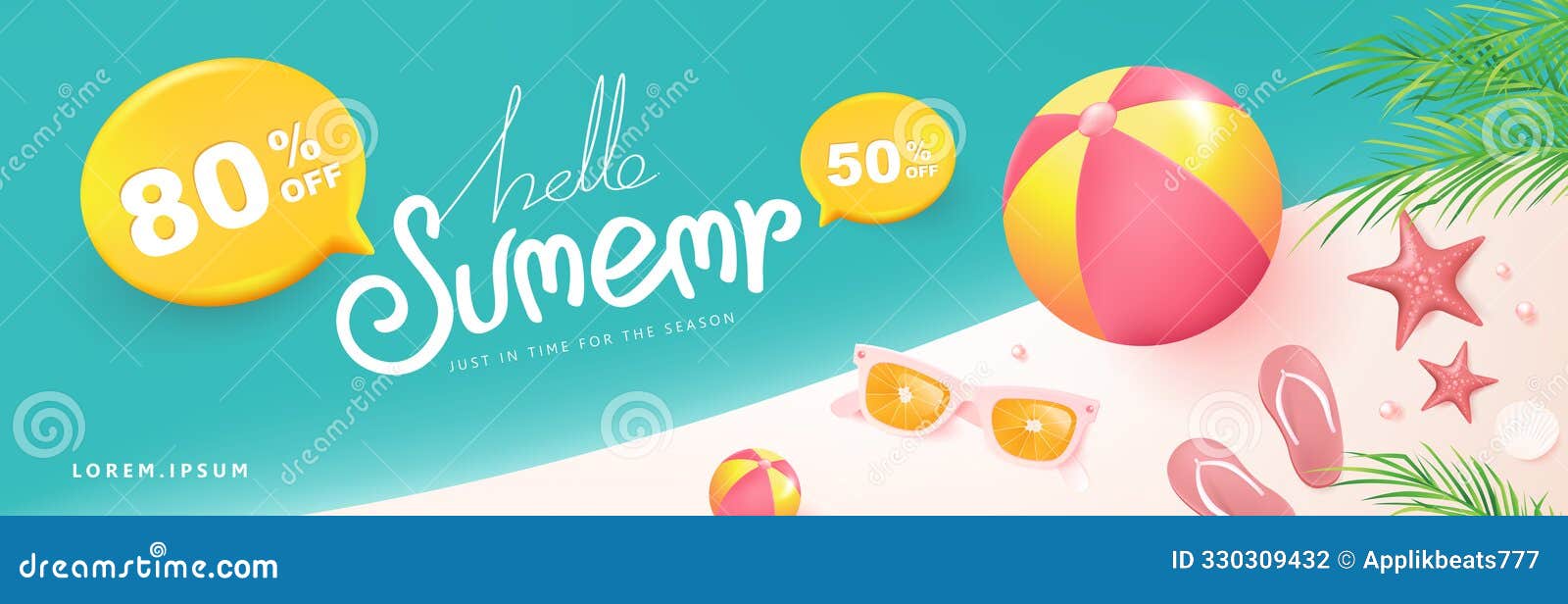 colorful summer sale promotion banner with beach vibes background layout banner  and calligraphy summer