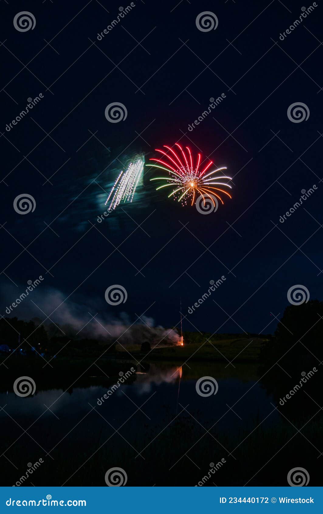 Colorful Sunshaped Firework Exploded in the Sky Stock Photo Image of