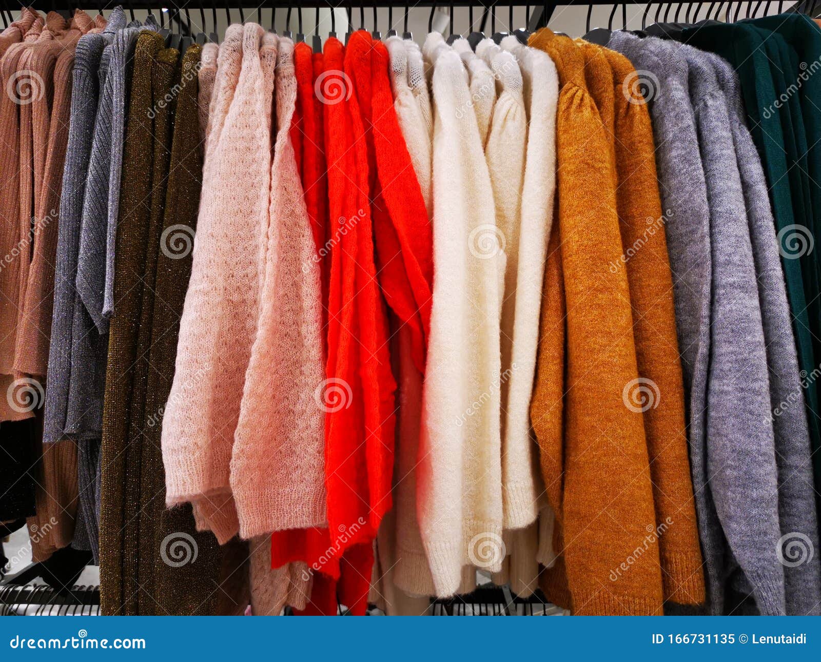 Colorful Sweaters for Women Hanging Stock Image - Image of lady, style ...