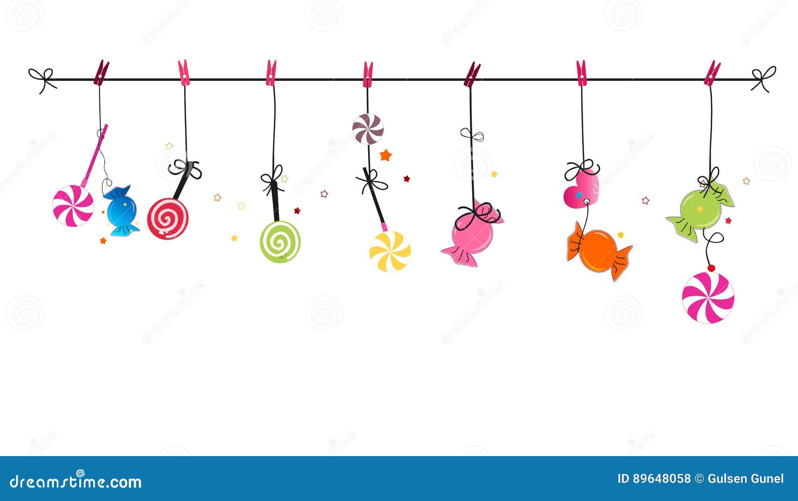 Colorful Sweet Candy Greeting Card Stock Vector Illustration of