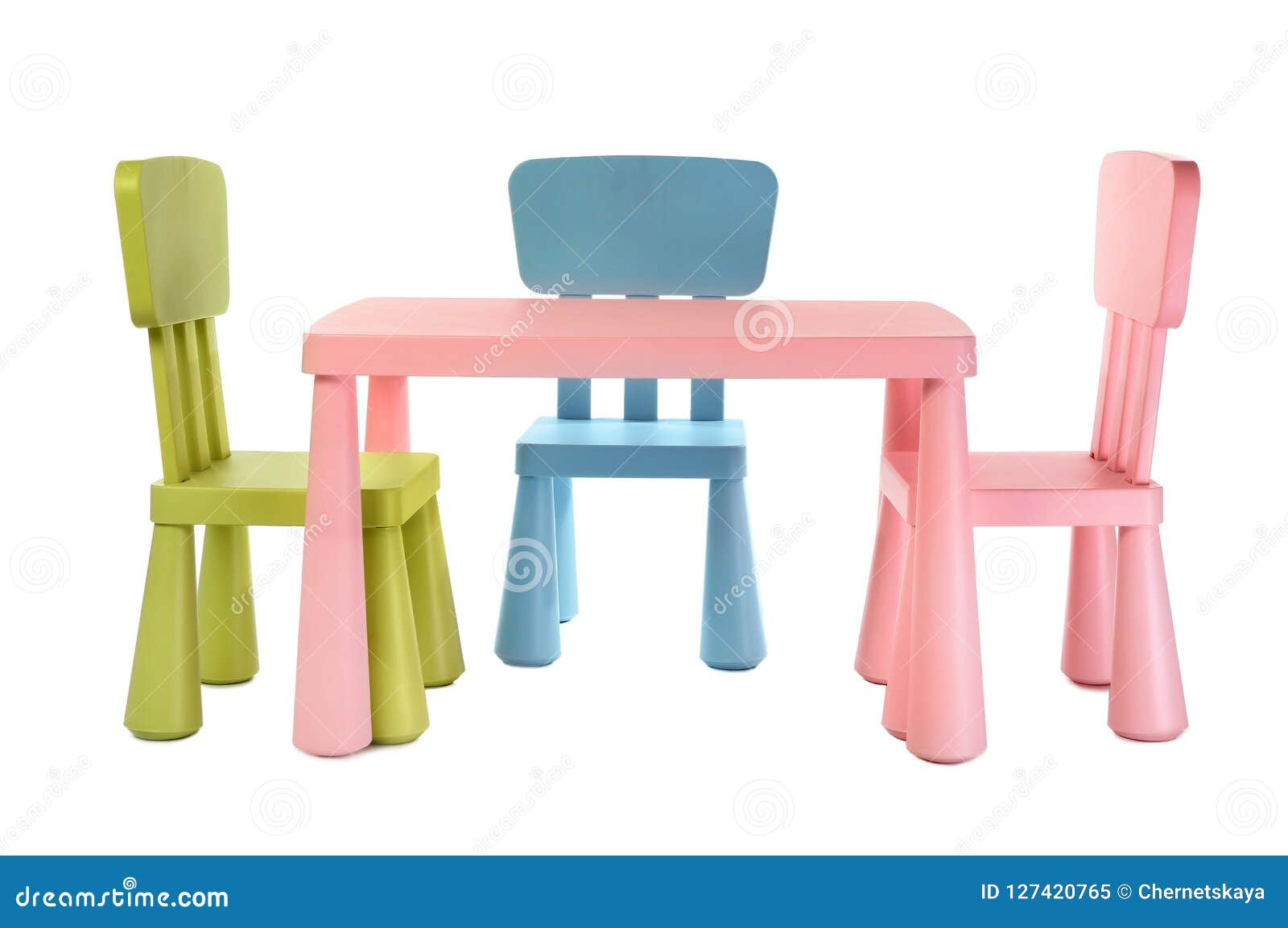 Colorful Table and Chairs for Little Kids Isolated Stock Image Image