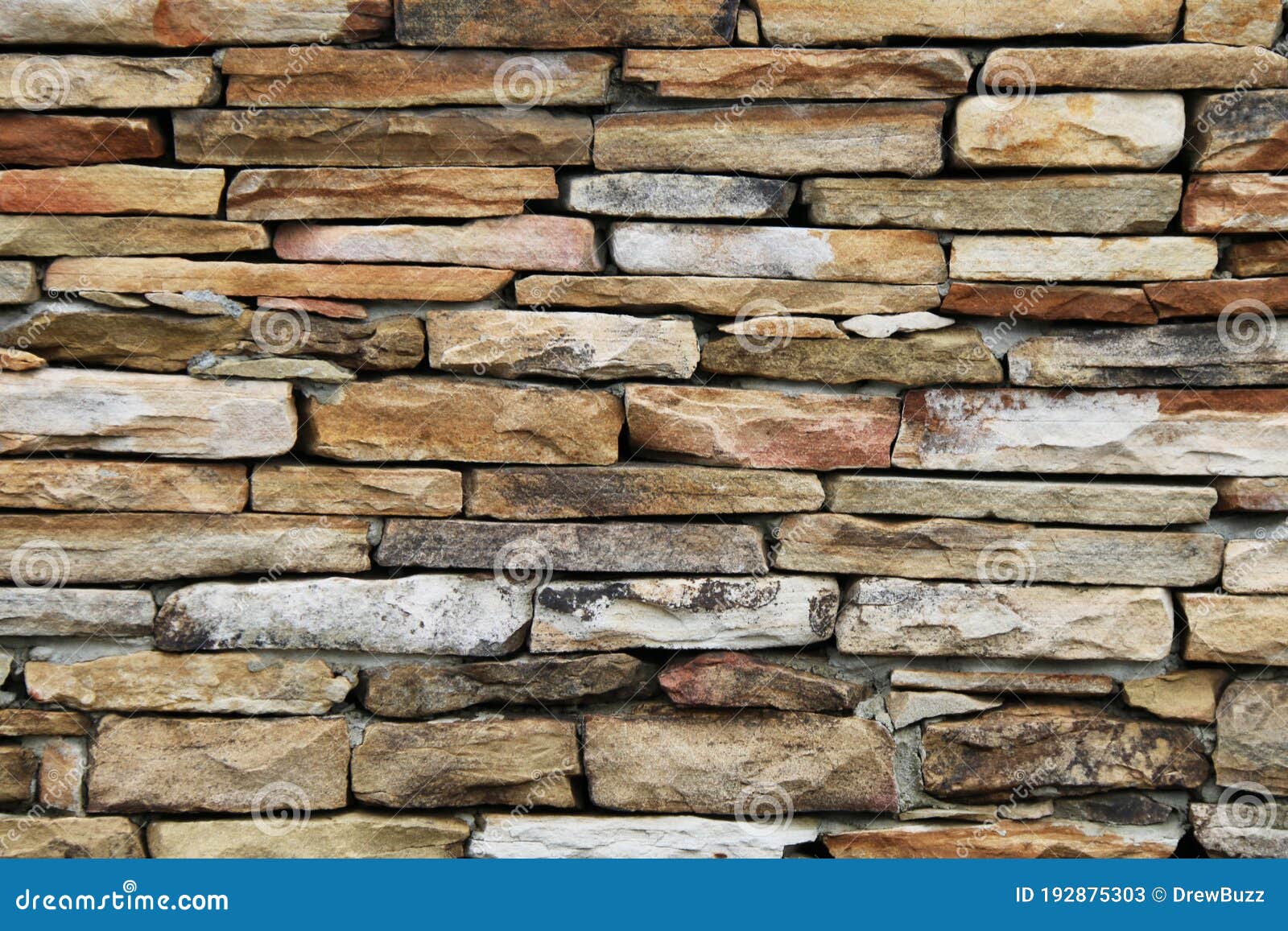 Colorful Tan And Brown Thin Cut Stacked Stone Block Wall Stock Image Image Of Architecture Grunge 192875303