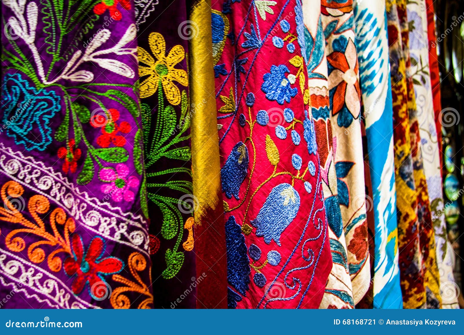 colorful textile at the grand bazar, istanbul, turkey