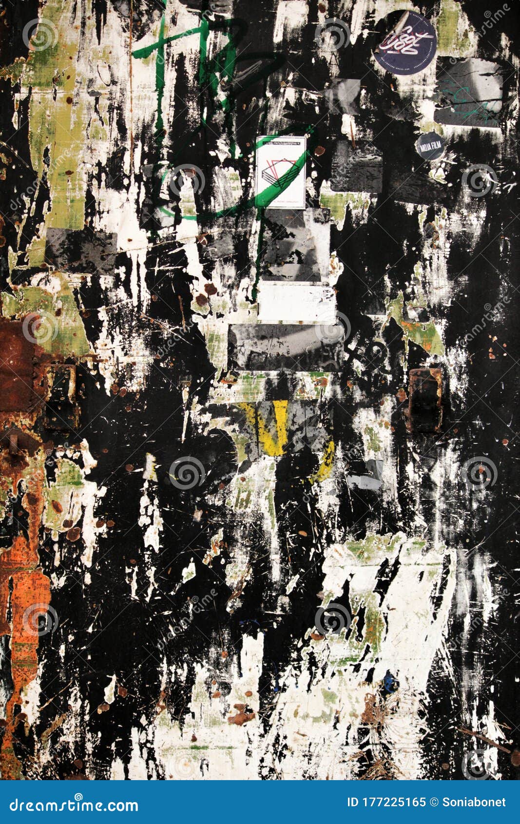 Colorful Texture Of Old Paint On Rusty Metal Door Editorial Image
