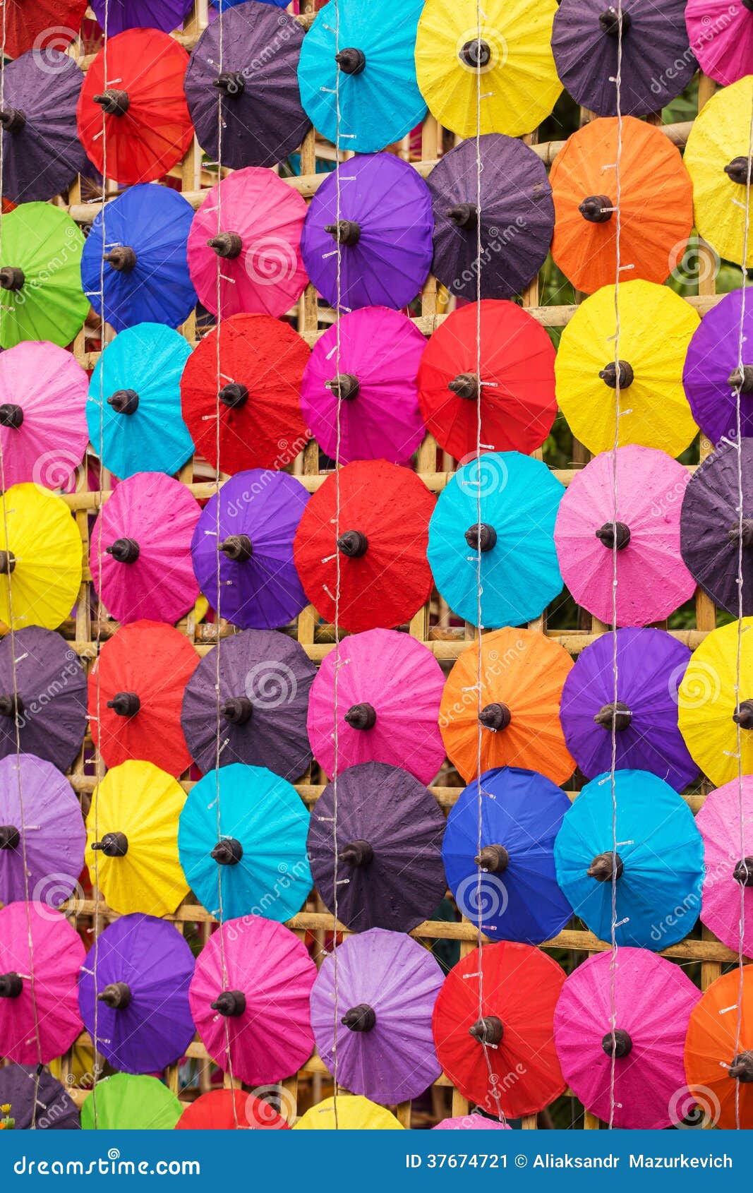 Colorful Thai Traditional Handmade Umbrellas Stock Image Image of
