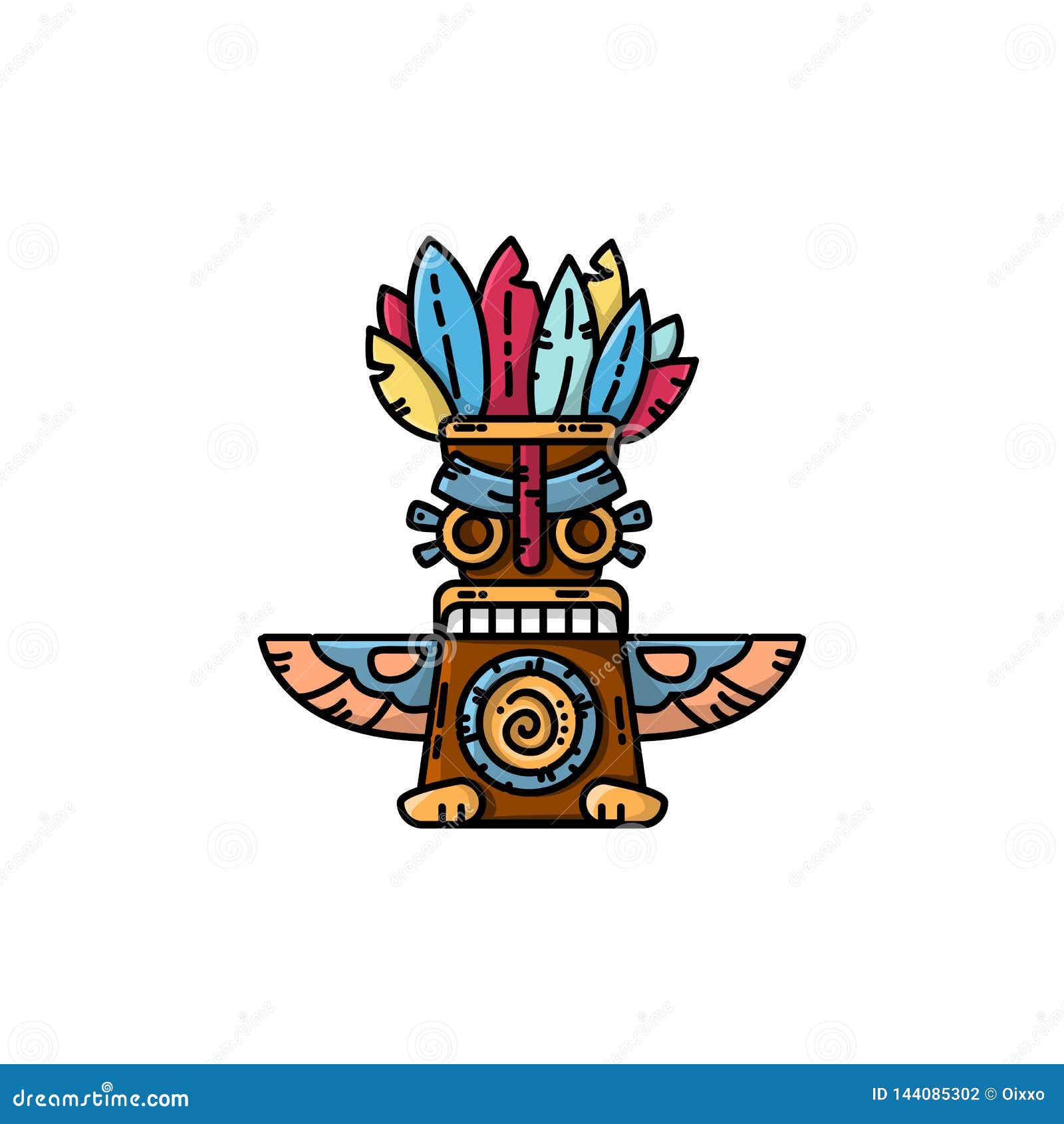 Colorful Totem Flat Vector Icon. Tribal Symbol Isolated Illustration ...