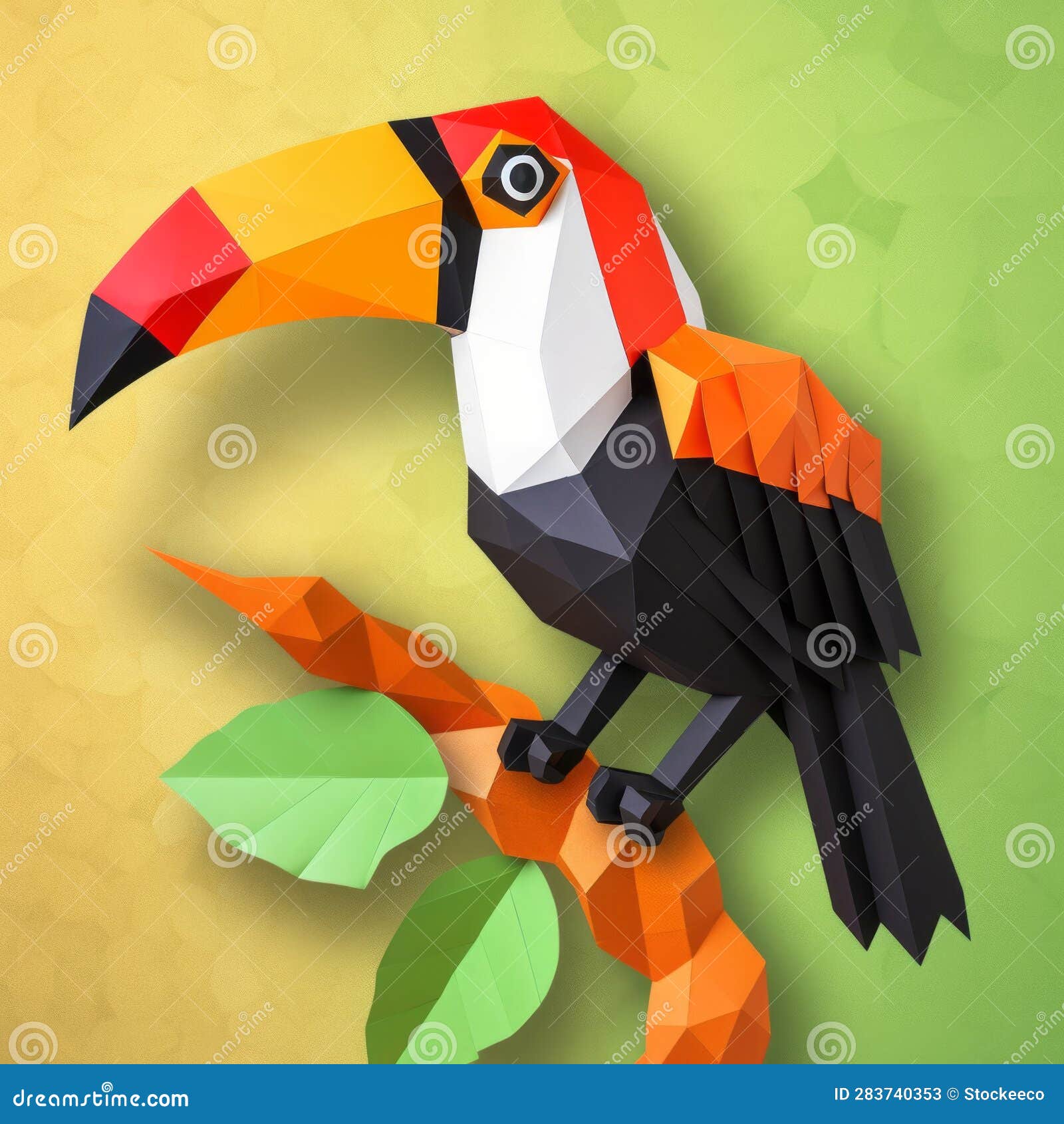 colorful toucan paper craft: low polygraphic  with interactive pieces