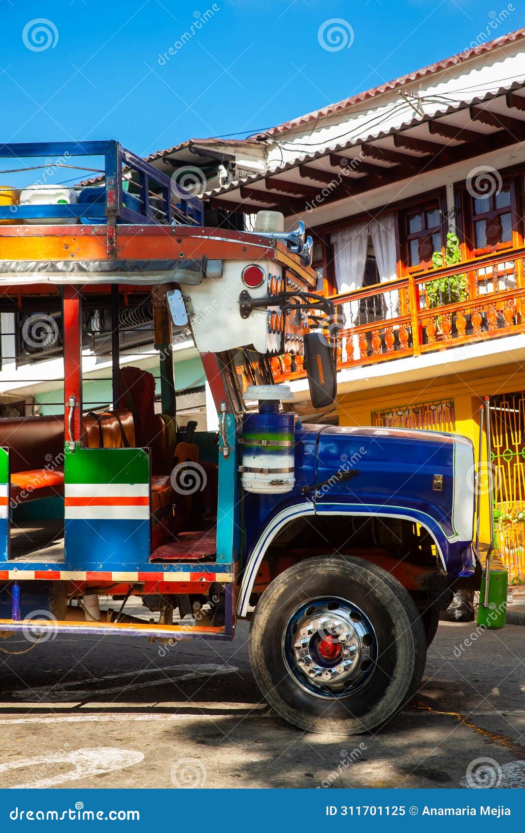 colorful traditional rural bus from colombia called chiva