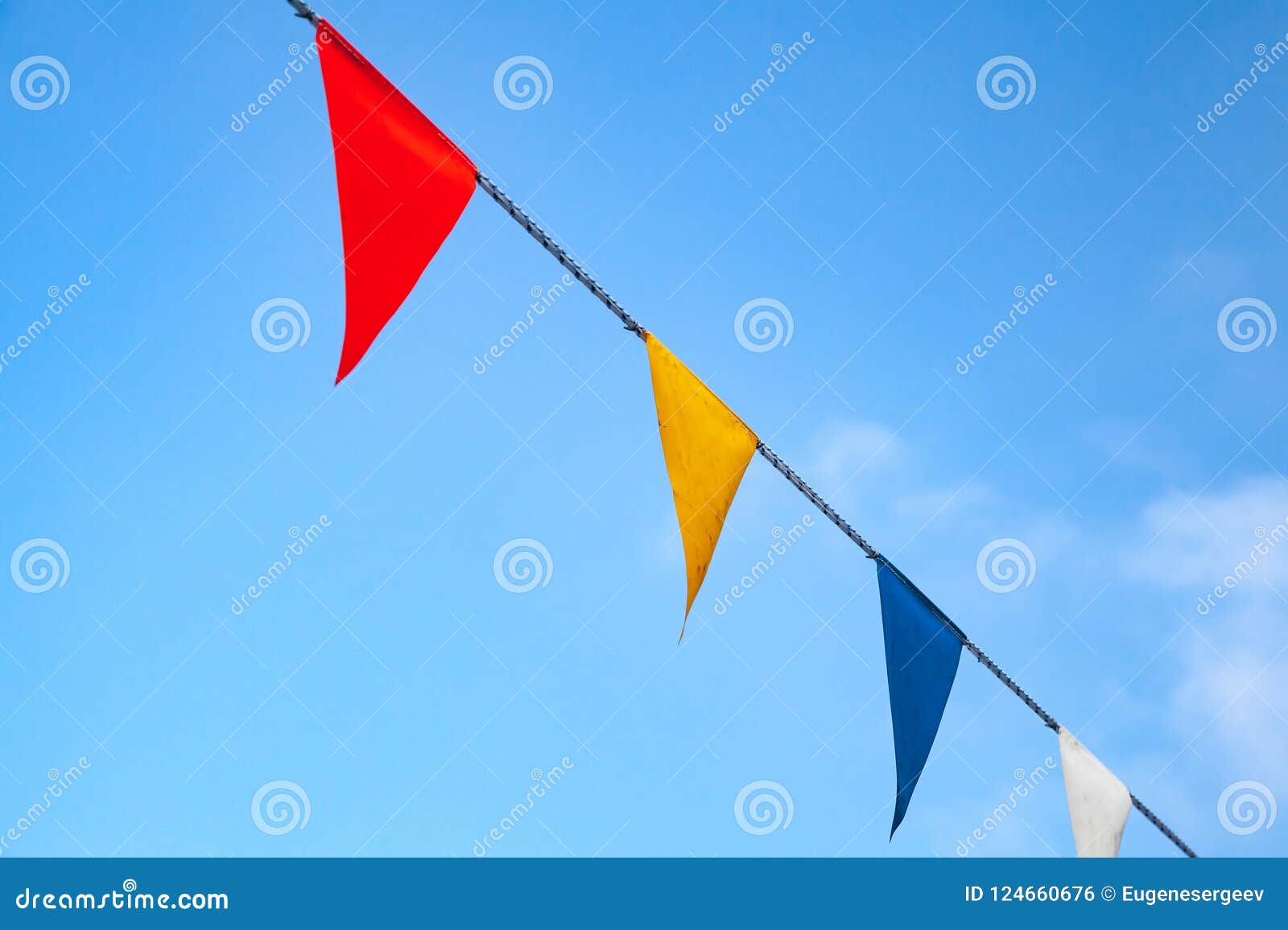 Colorful Triangle Flags on Rope Stock Photo - Image of recreation,  celebration: 124660676
