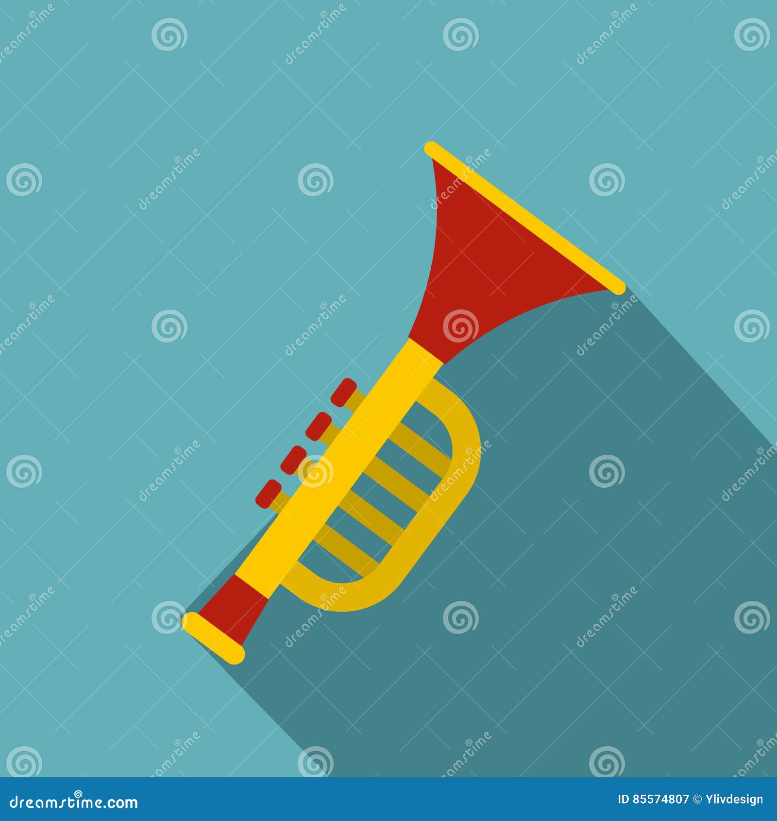 Colorful Trumpet Toy Icon, Flat Style Stock Vector - Illustration of ...