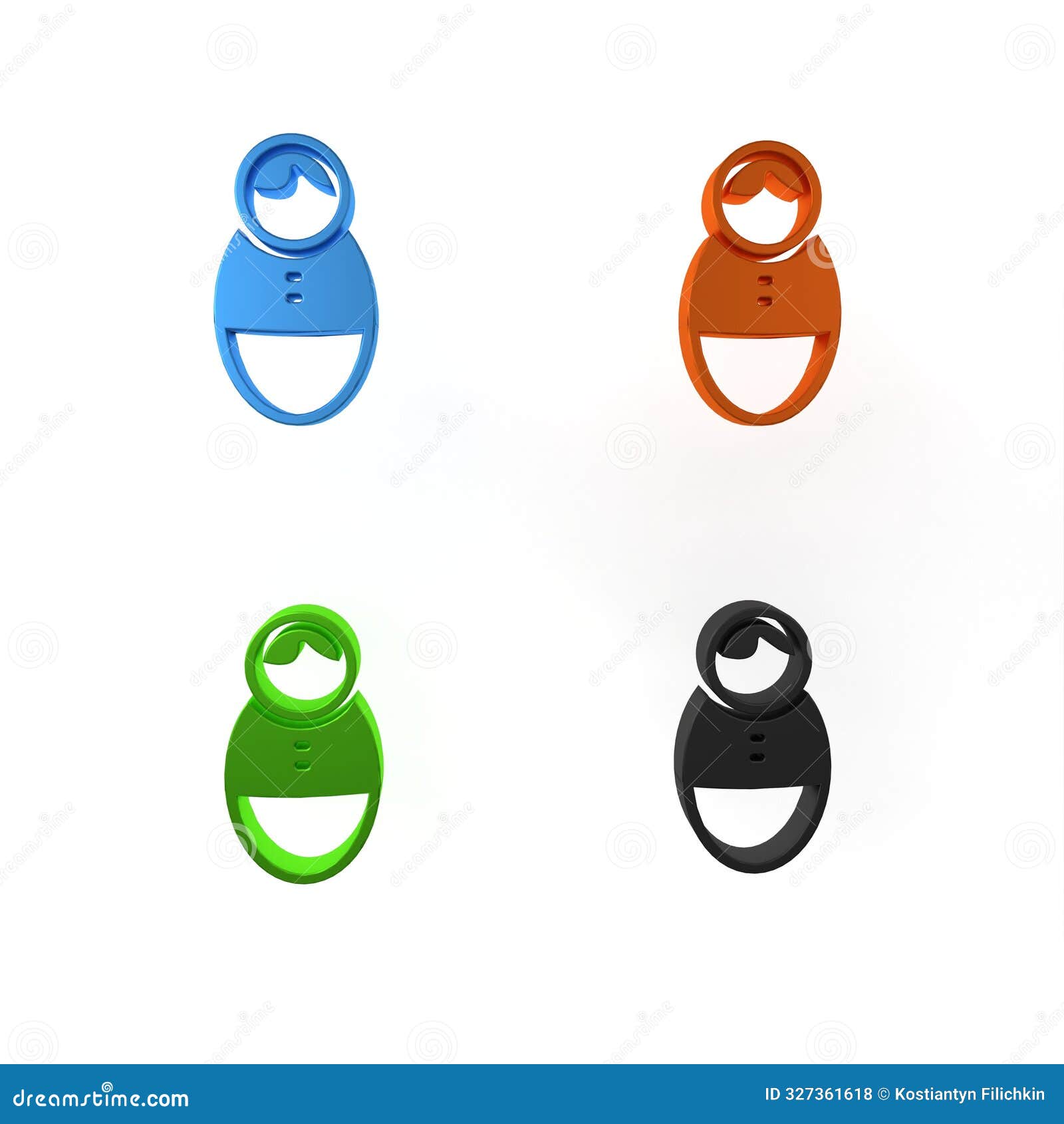 colorful tumbler doll toy icon  on white background. minimalism concept. 3d render 
