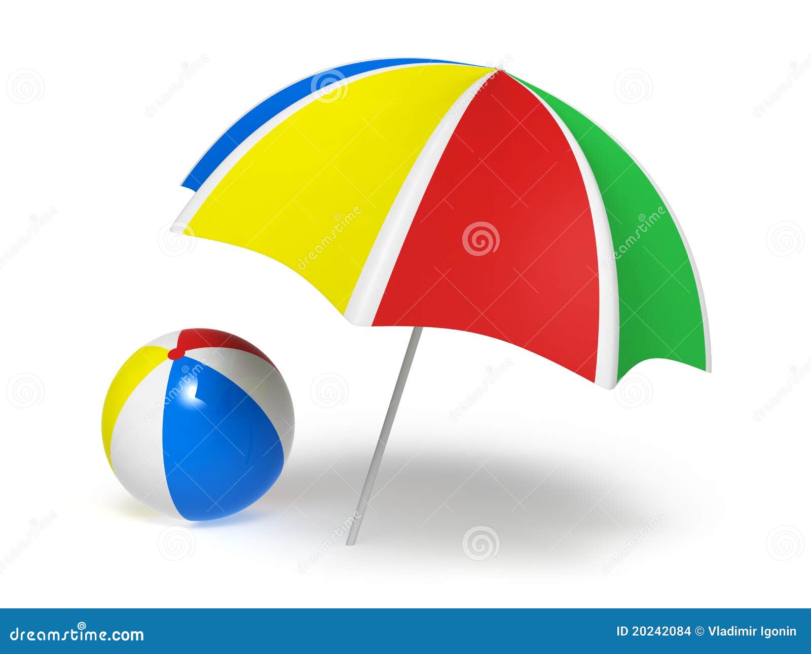 Colorful Umbrella and Beach Ball Stock Illustration Illustration of
