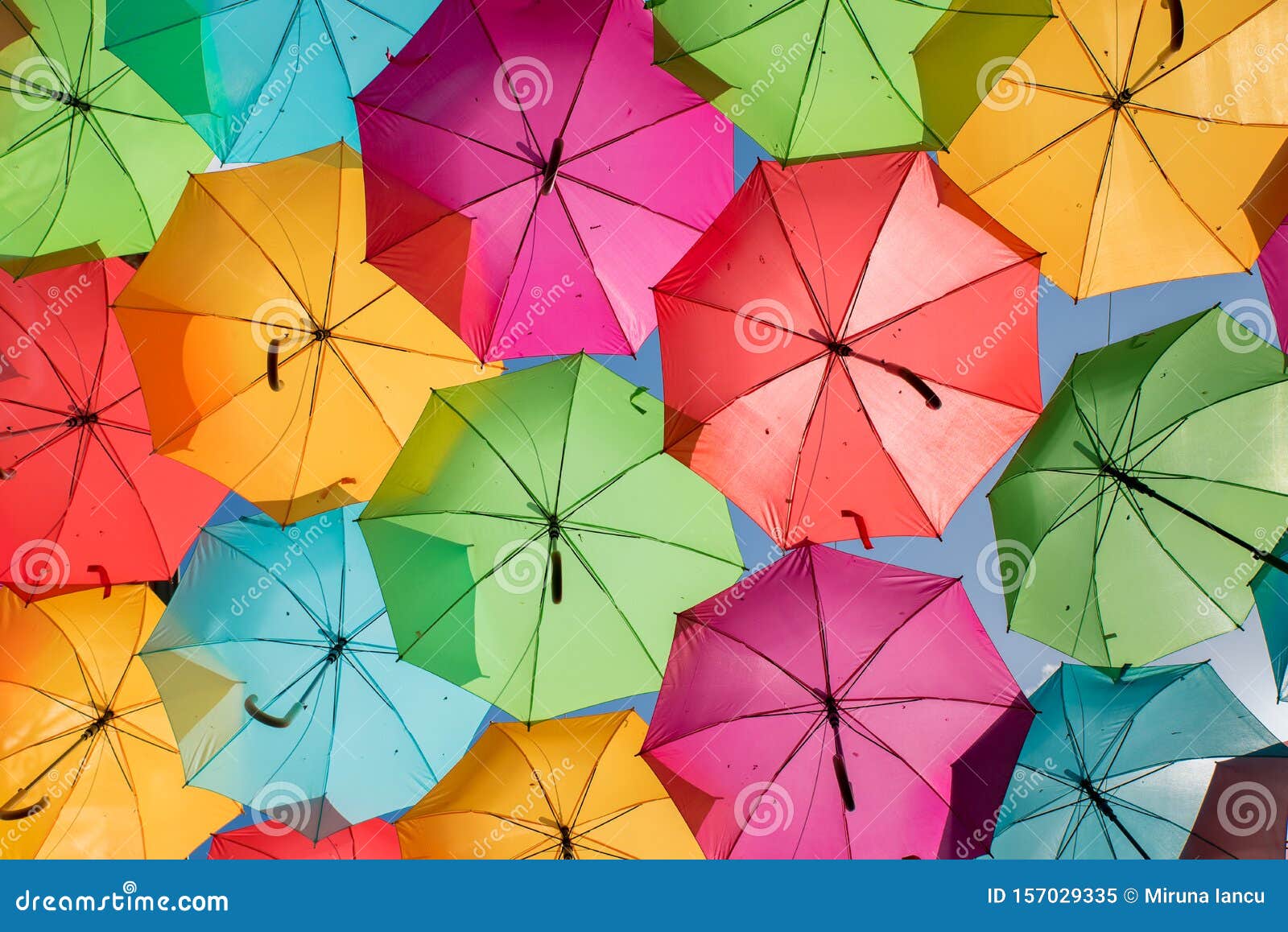 colorful umbrellas on the street in agueda, aveiro - portugal