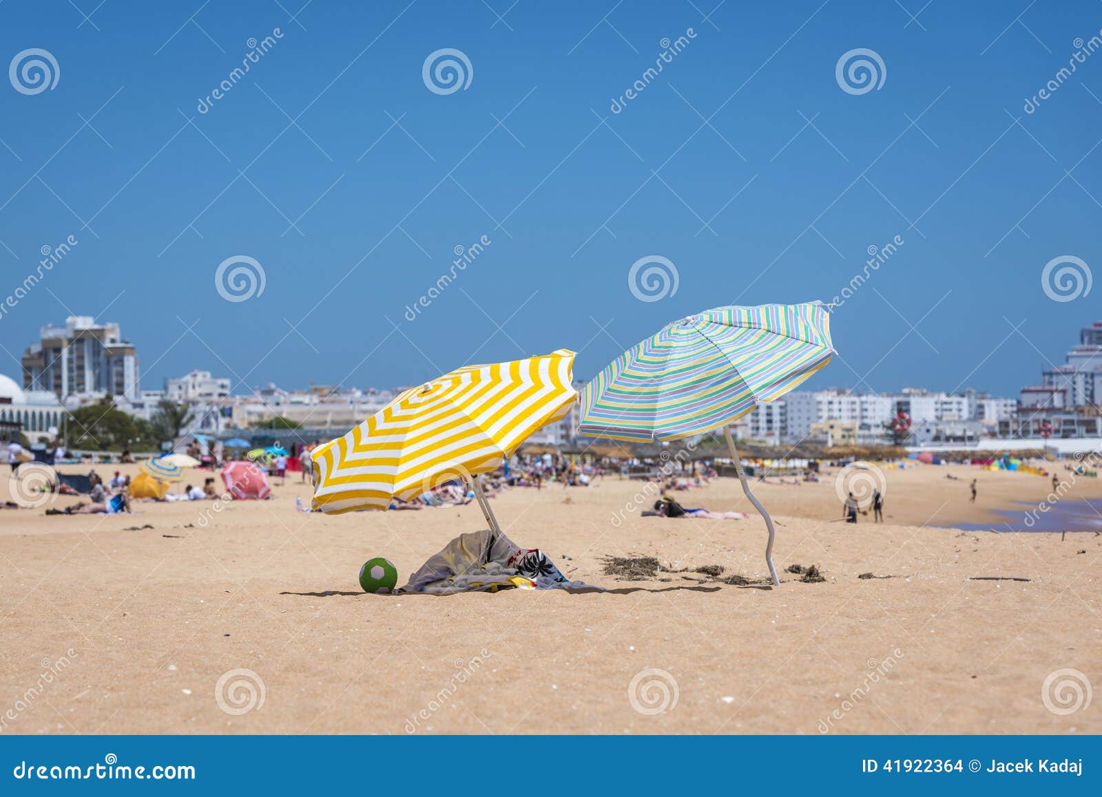 colorful umbrellas on vilamoura beach