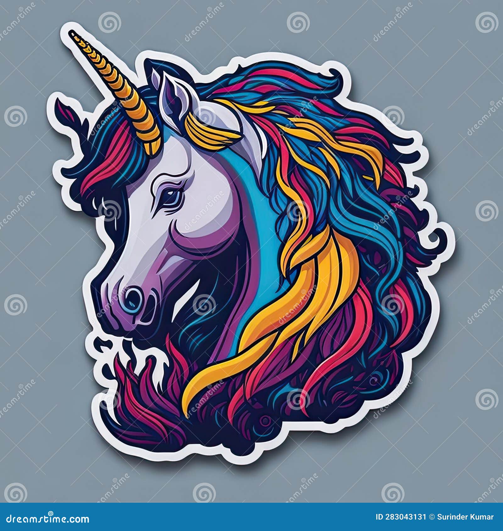 colorful sticker unicorn  ai generated