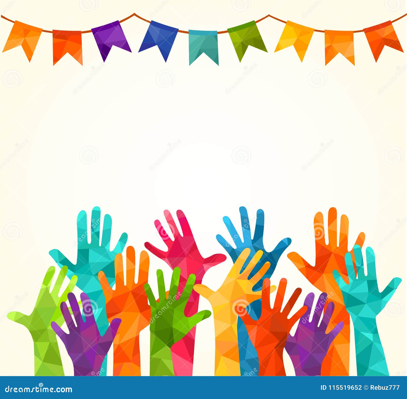 Colorful Up Hands. Vector Illustration, An Associers ...