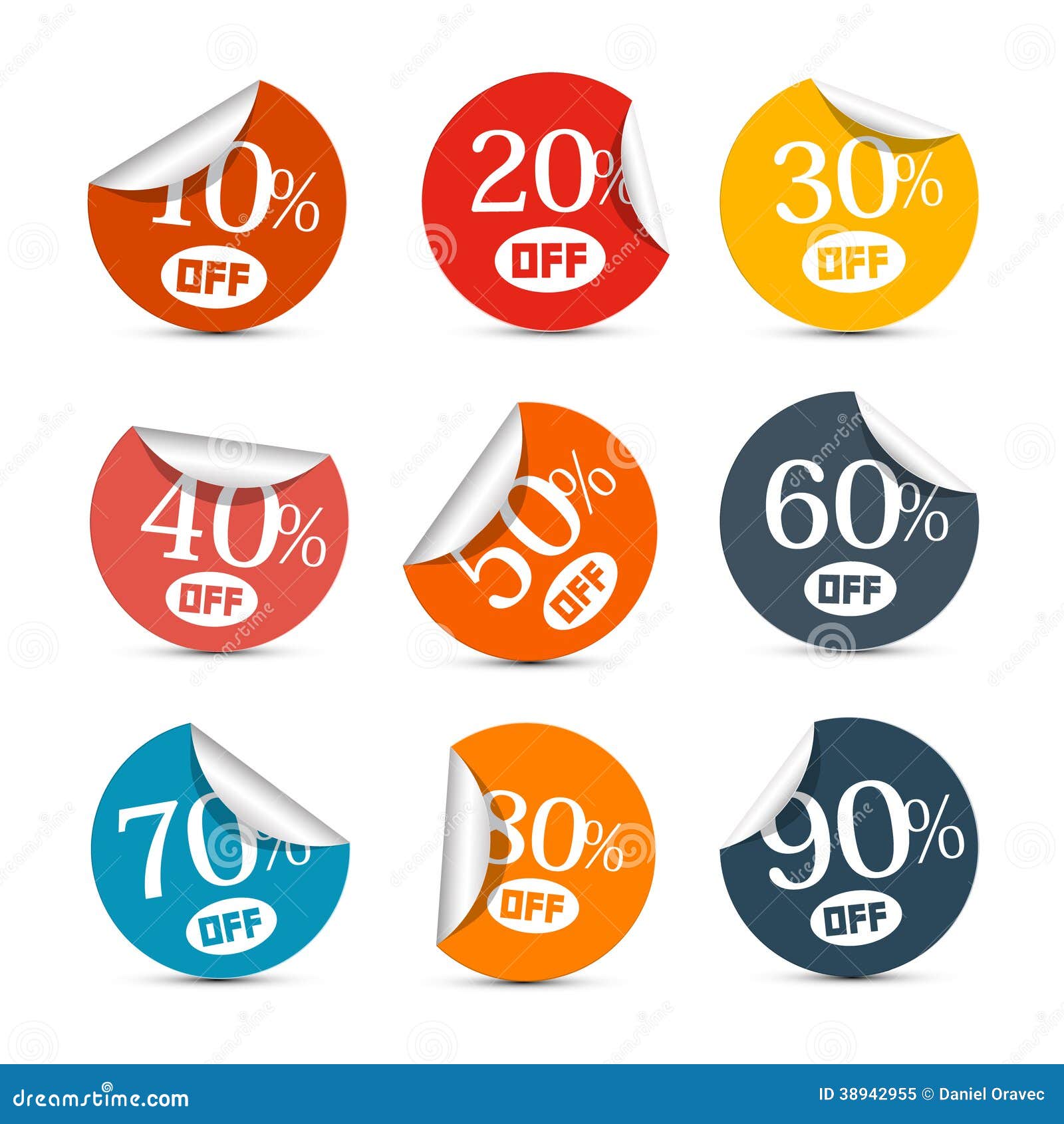 Colorful Vector Discount Stickers, Labels Stock Vector Illustration