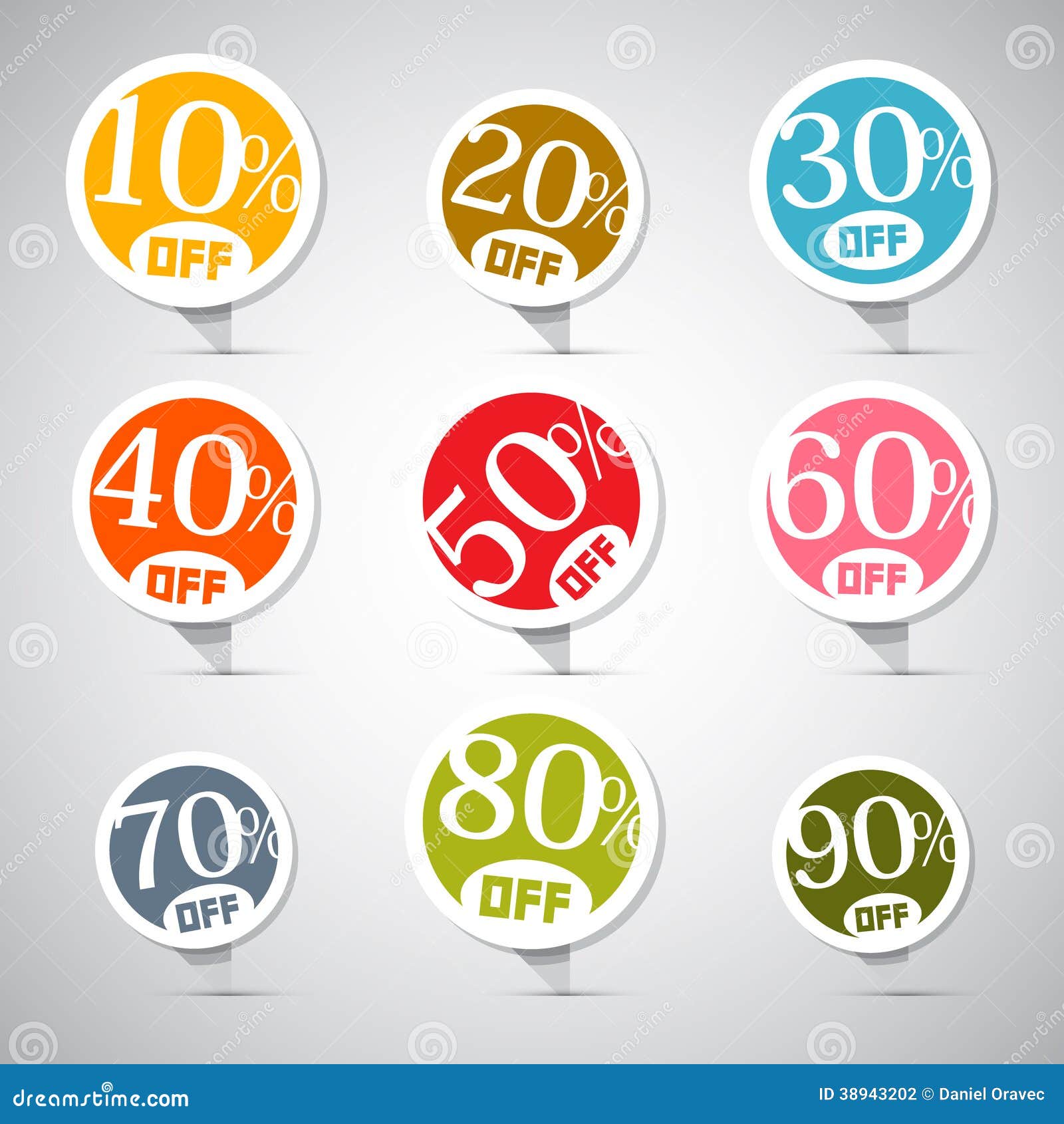 Colorful Vector Discount Stickers, Labels Stock Vector Illustration