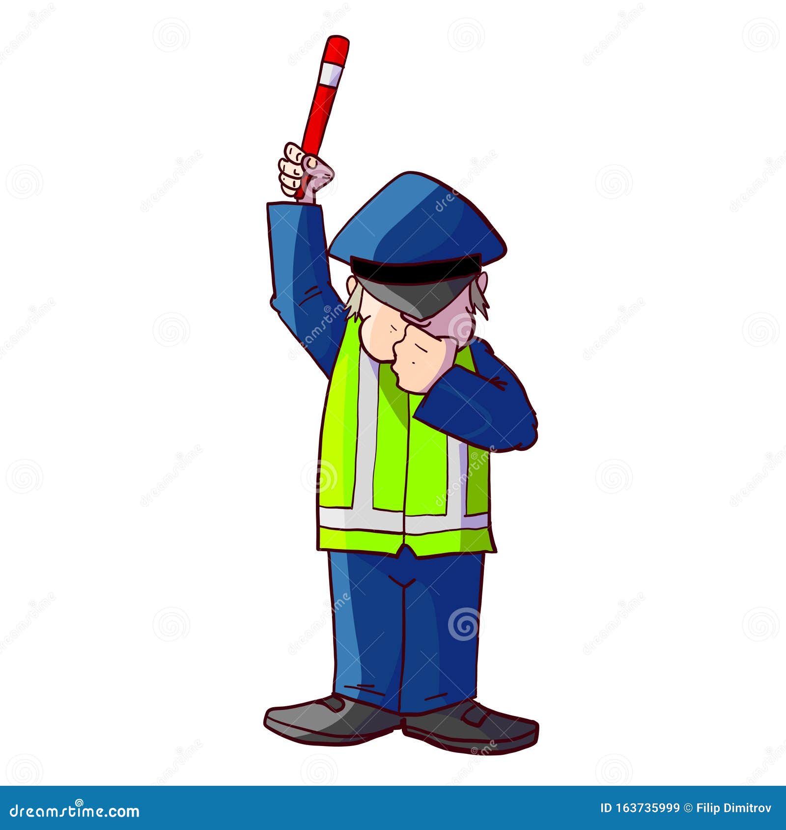 Colorful Cartoon Traffic Police Officer Stock Vector - Illustration of  hand, police: 163735999