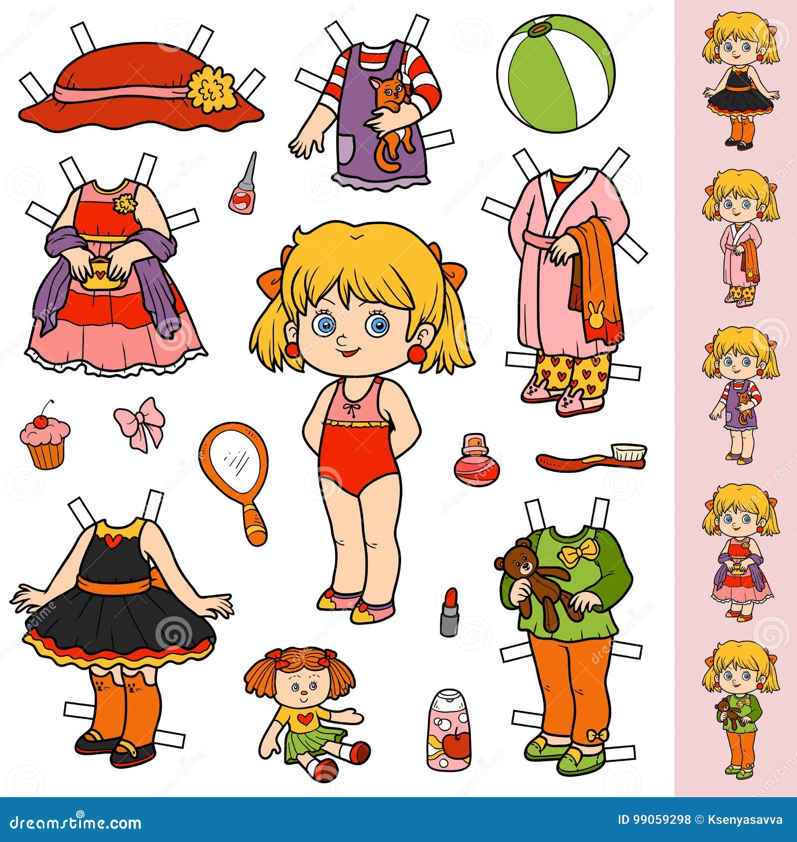 Cute princess paper doll and fairy tales accessories stickers set