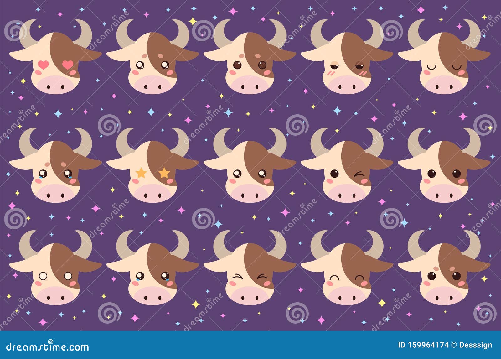 Highland Cow Seamless Pattern, Cute Cow Fabric Design, Longhorn