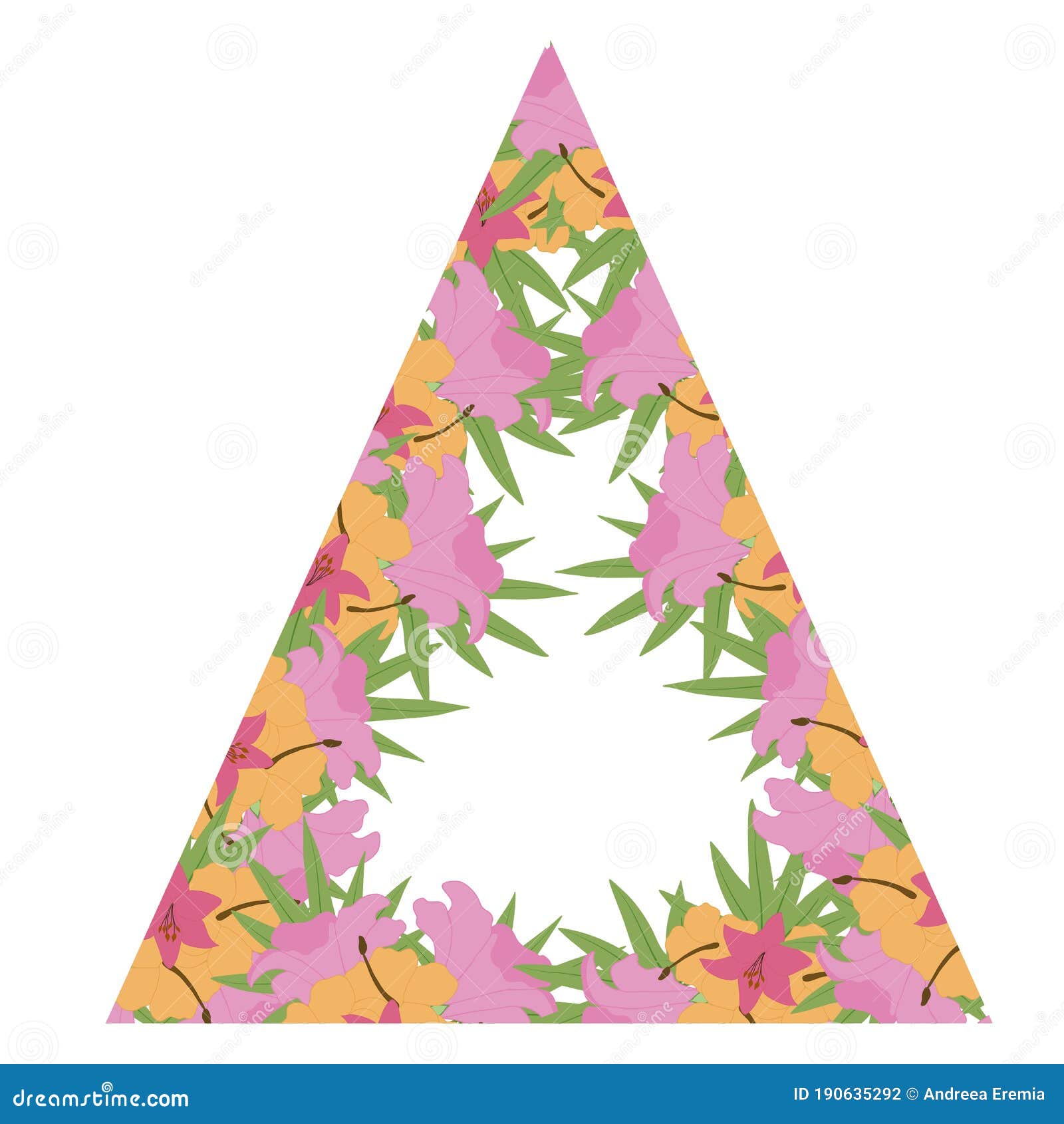 Colorful Vector Tropical Flower Triangle Frame for Wedding Invitations