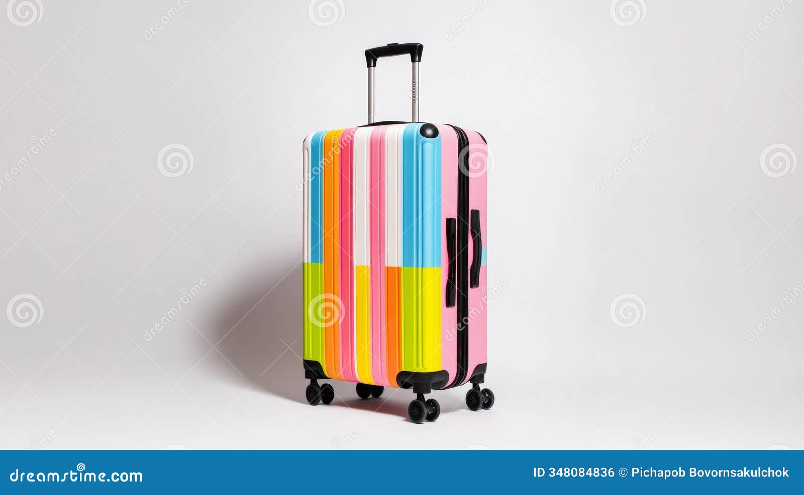 colorful vertical stripe hard shell travel luggage with handle