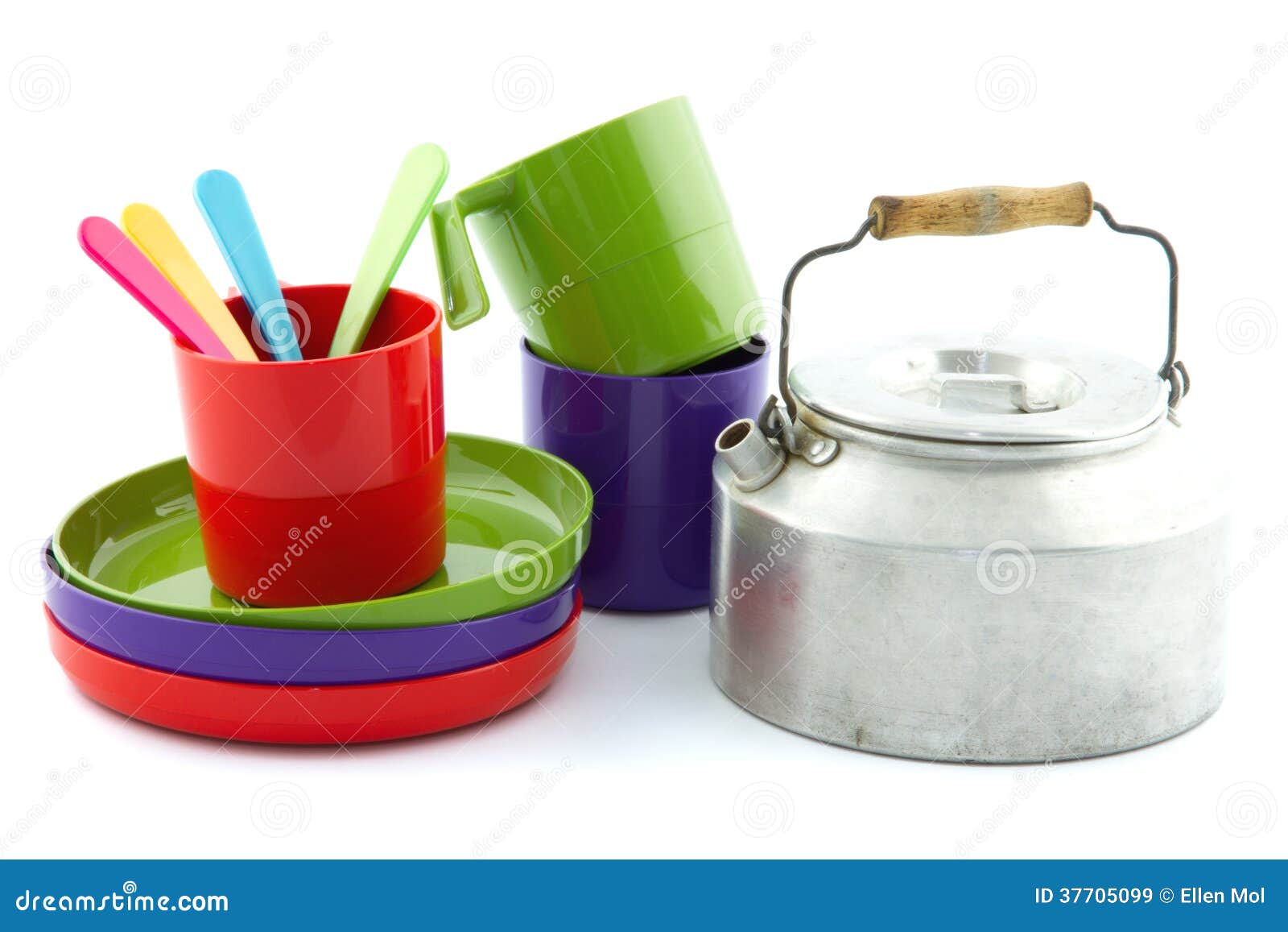 Colorful Vintage Camping Equipment Stock Image Image of galvanized