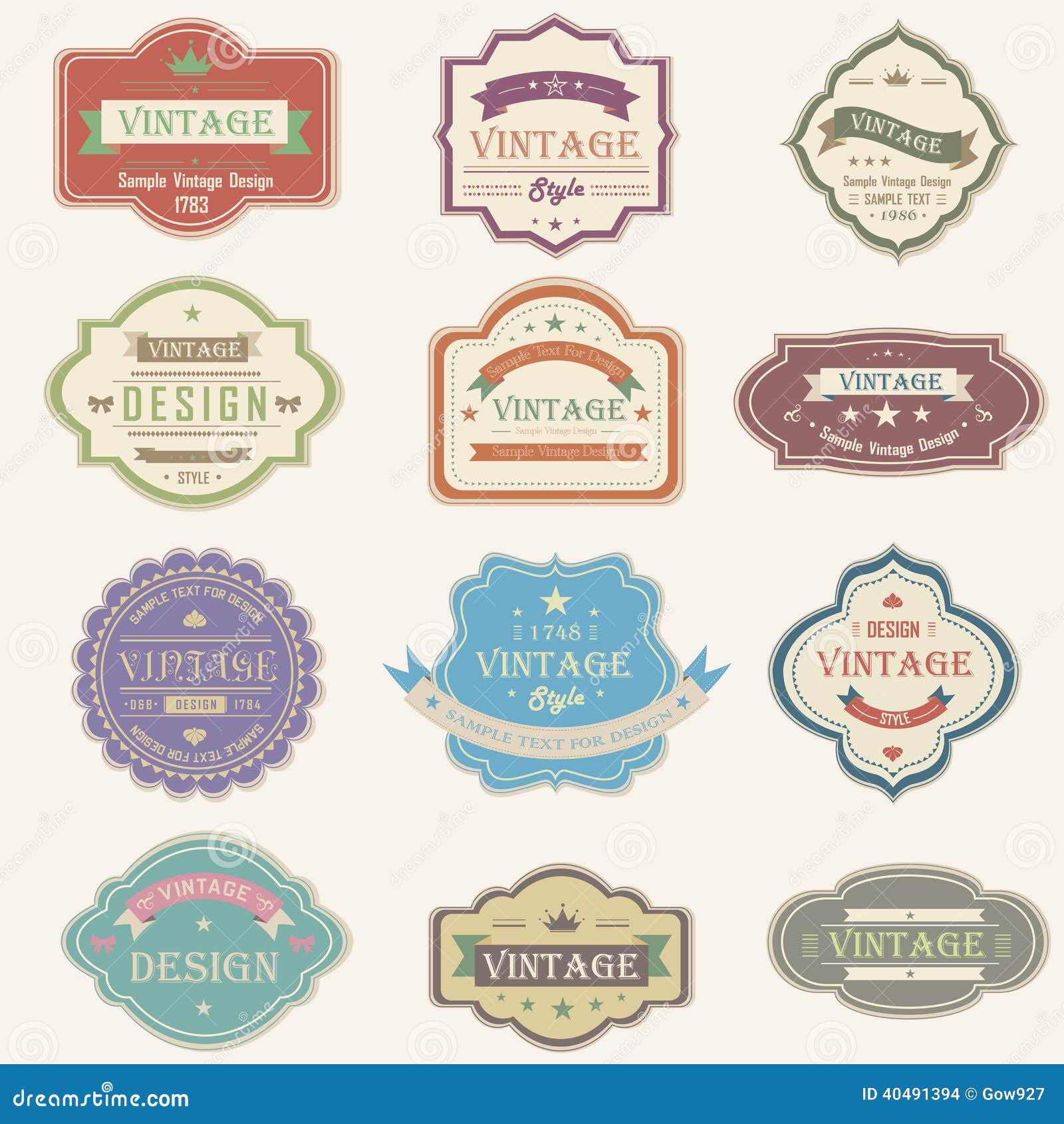 colorful vintage and retro badges  with samp