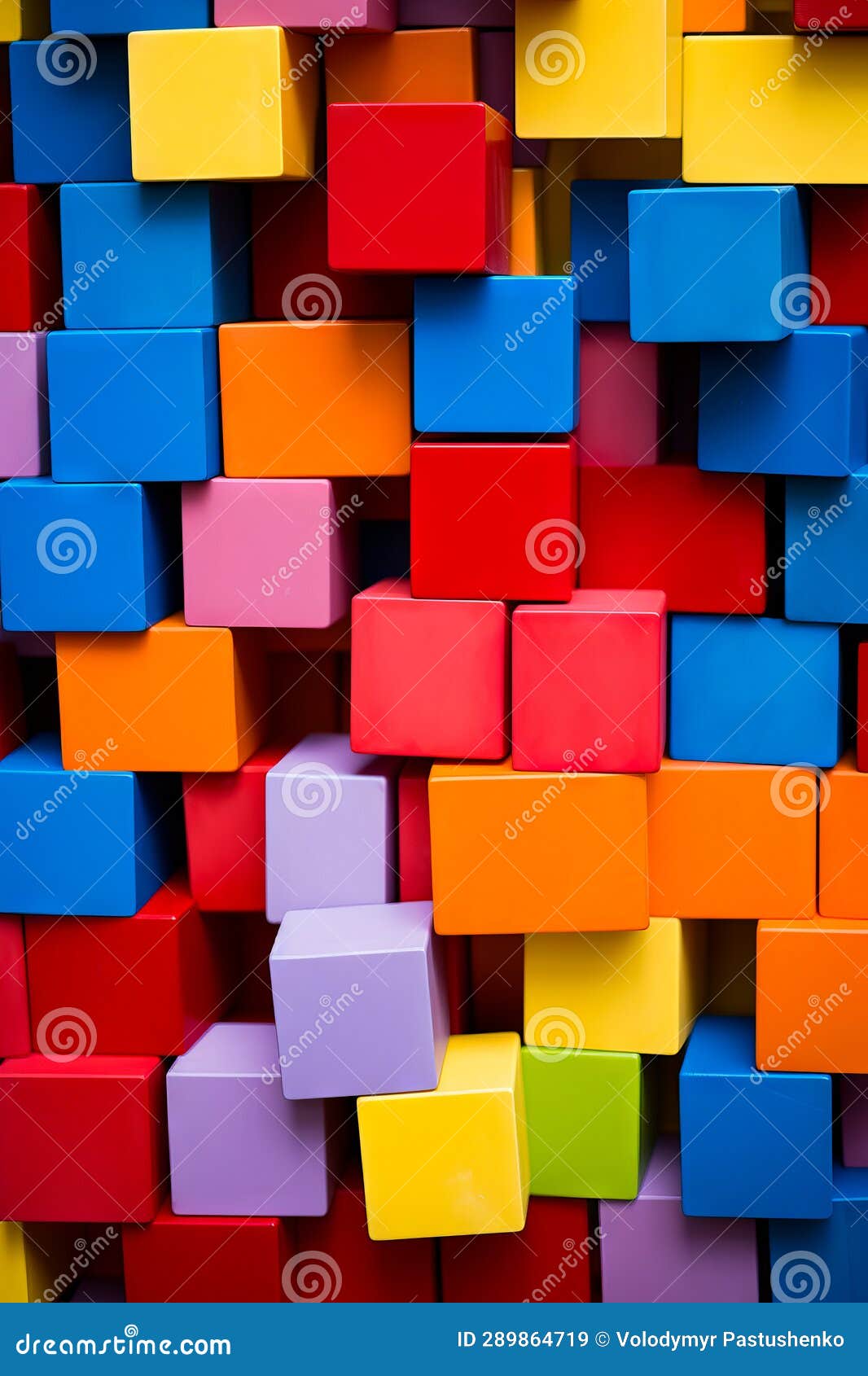 Colorful Wall of Blocks is Shown in this Image,. Generative AI Stock