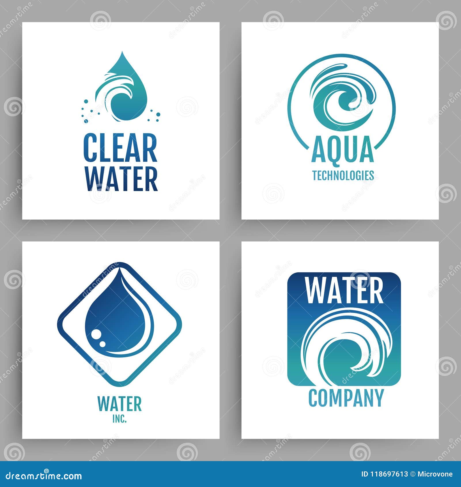 Colorful Water Company Logos. Clean Water Emblem Cards Stock Vector ...