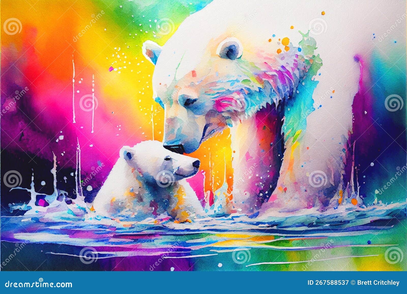 Enamel Camp Cup - Watercolor Polar Bear Enjoying Artic Swim #1