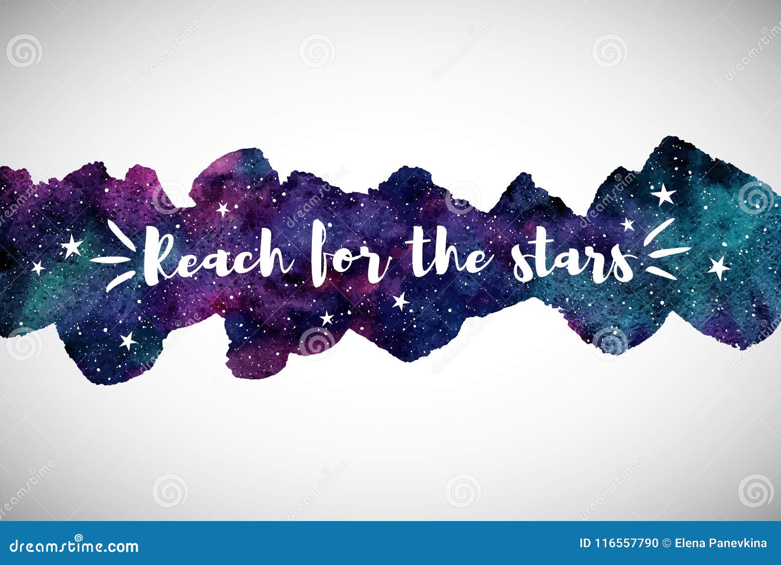 Colorful Watercolor Space Galaxy Border Motivation Quote Stock