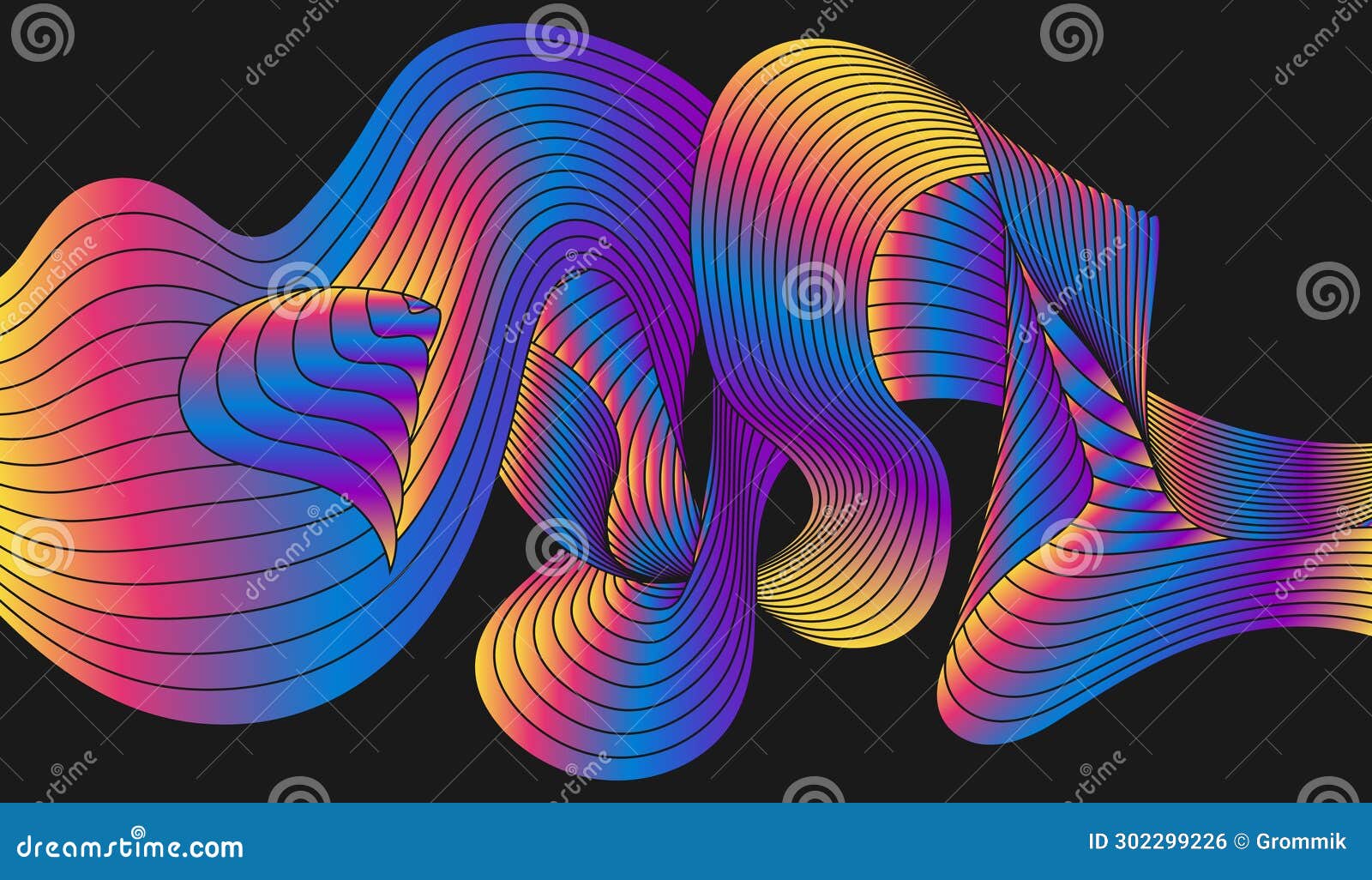 A Colorful Wave. Gradient Design of a Sinuous Line Stock Vector