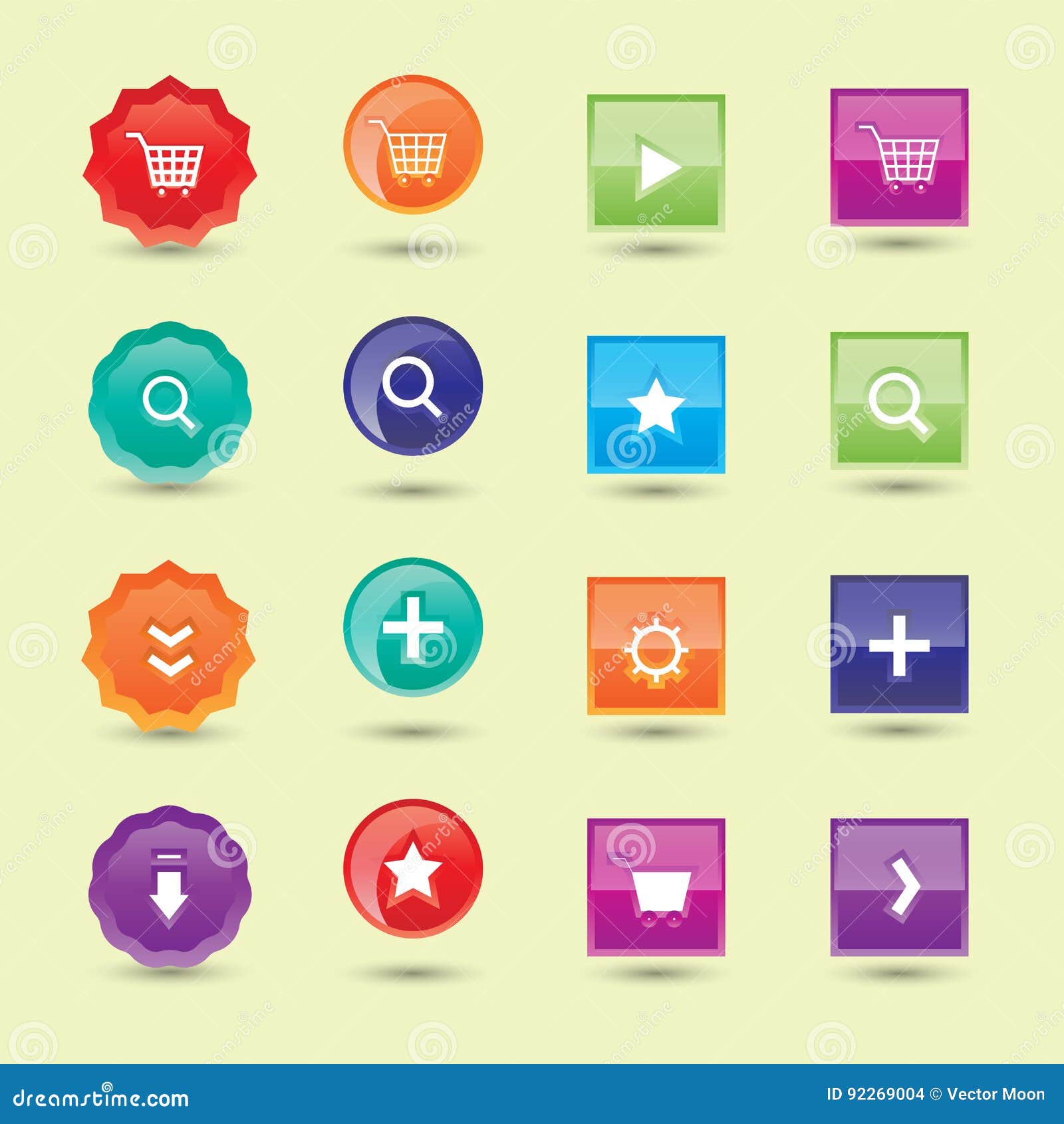 Colorful Website Buttons Design Vector Illustration Glossy Graphic