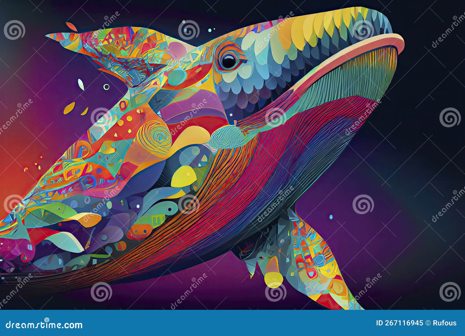 Colorful Whale Pop Art Portrait Isolated Decoration Stock Illustration ...