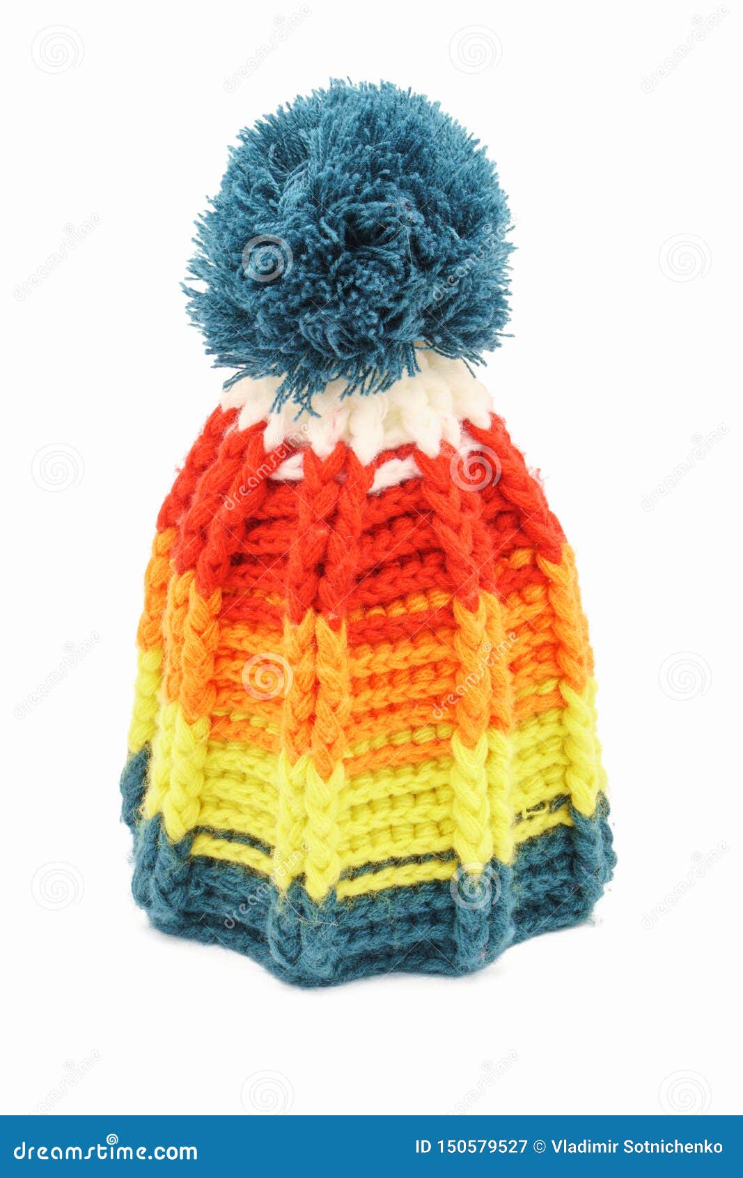 Colorful Winter Knitted Hat on a White Background Stock Image - Image ...