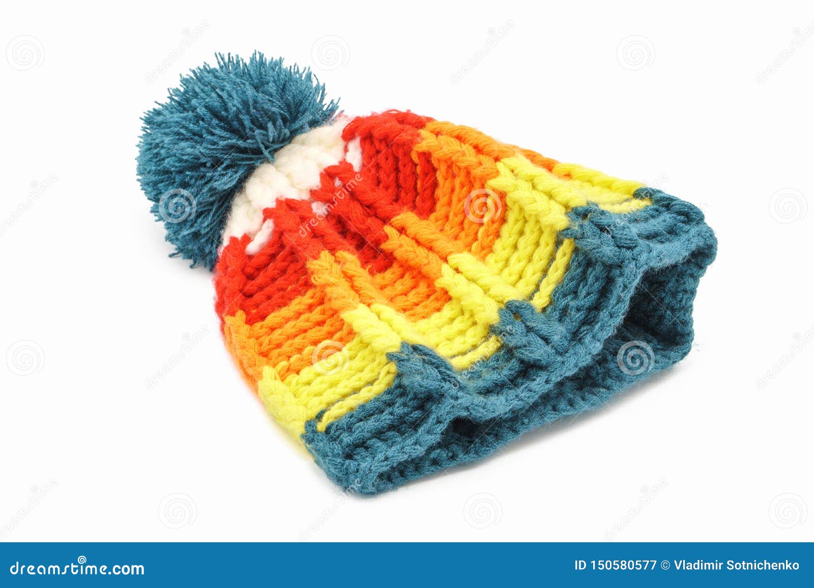 Colorful Winter Knitted Hat on a White Background Stock Image - Image ...
