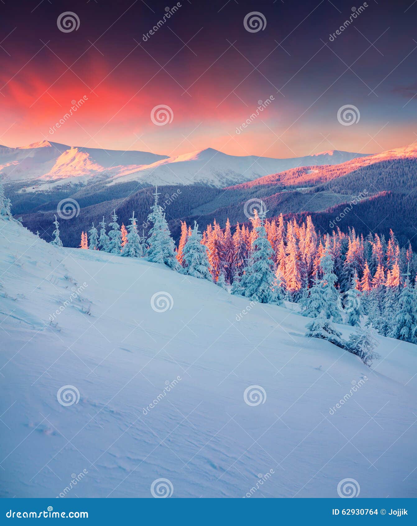 Colorful Winter Scene in the Carpathian Mountains. Stock Photo - Image ...