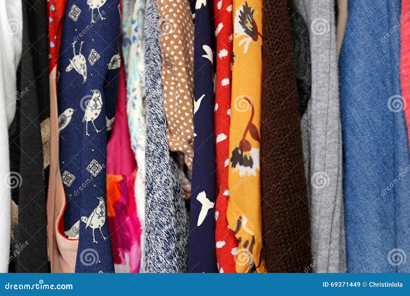 Colorful Woman S Clothing Fabric Hanging in Closet Stock Image - Image ...