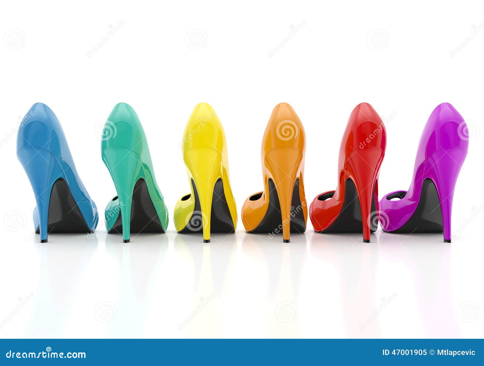 Colorful Women Stiletto Heel Shoes Isolated on White Background Stock ...