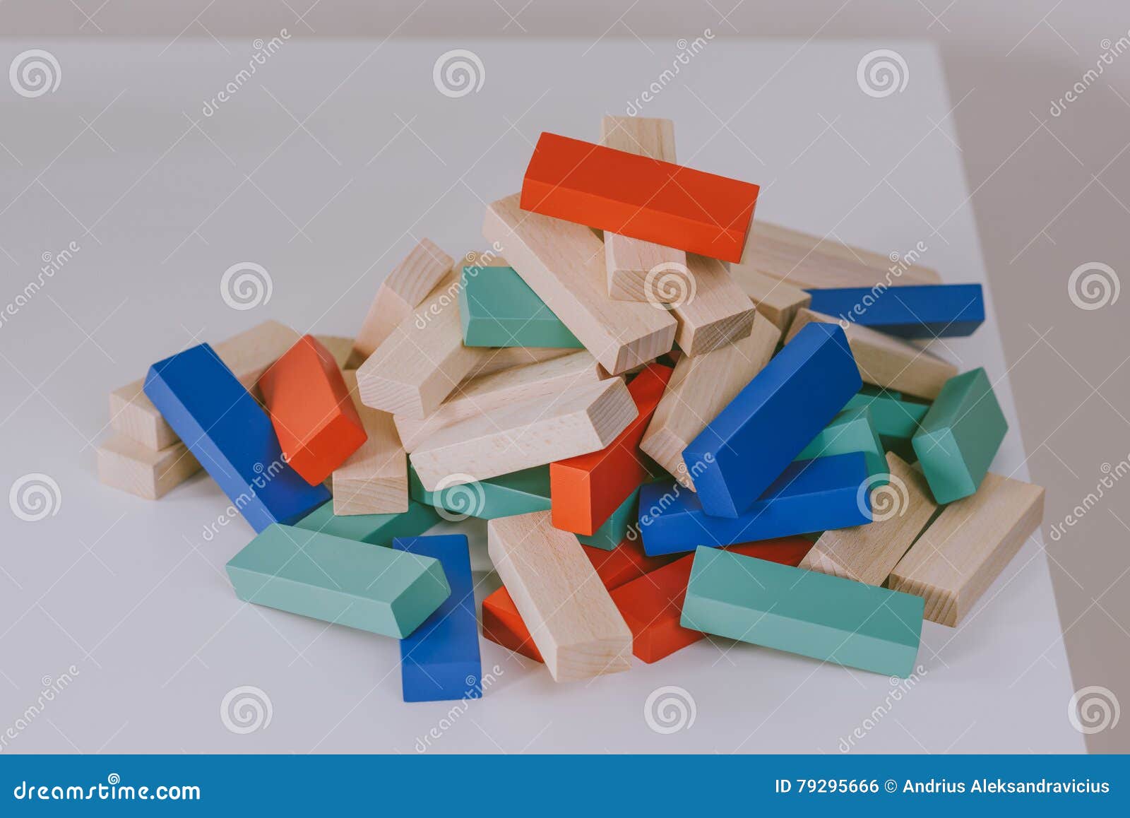 Colorful wood pieces game stock photo. Image of buildings 79295666