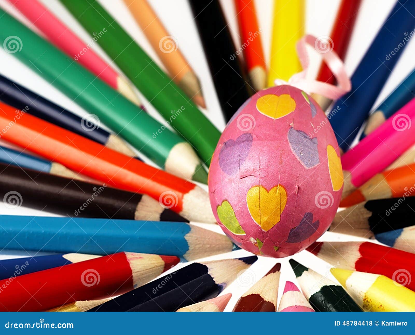Colorful Wooden Crayons and Easter Egg. Stock Photo Image of colorful