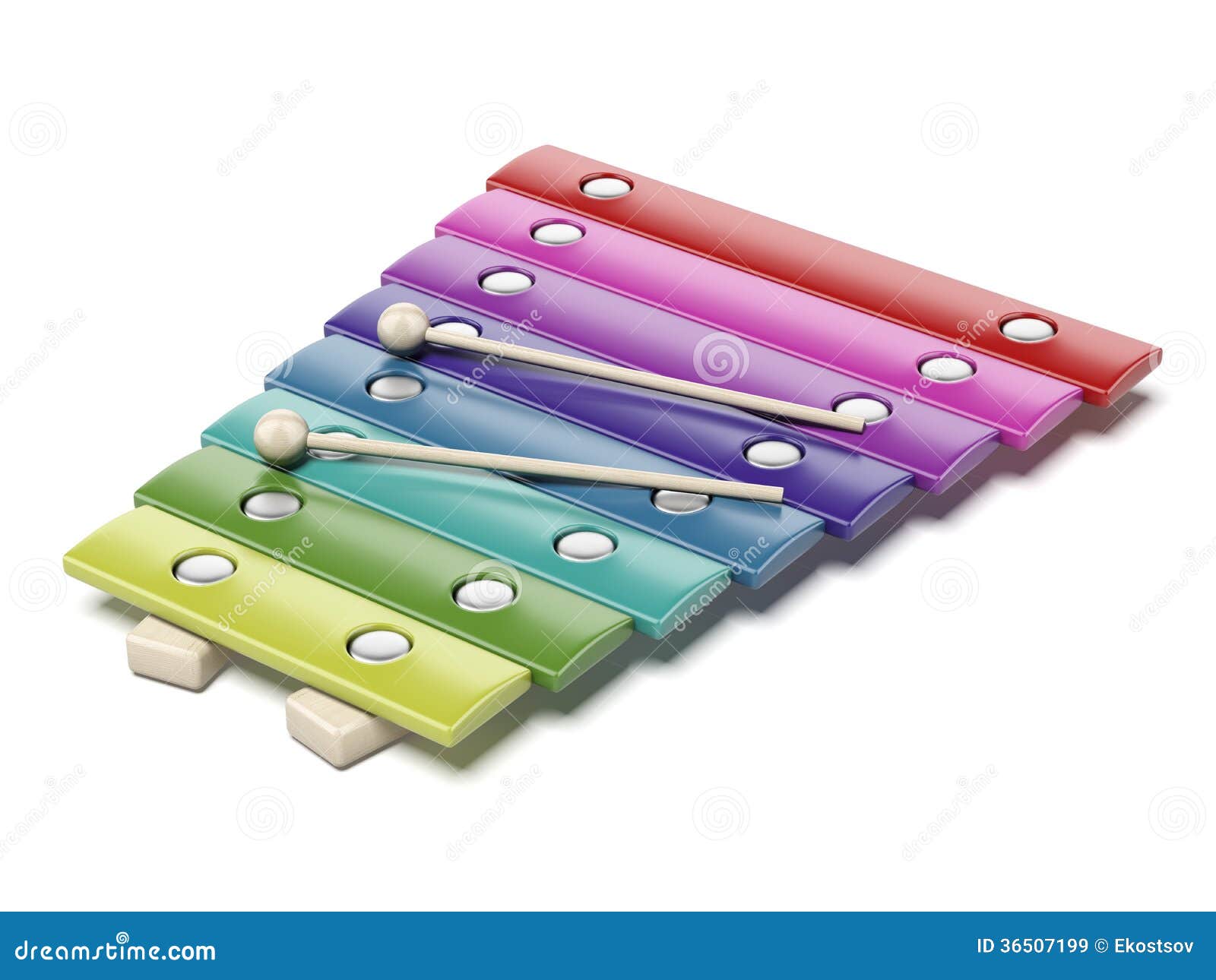 Colorful Wooden Xylophone with Stick Stock Illustration Illustration