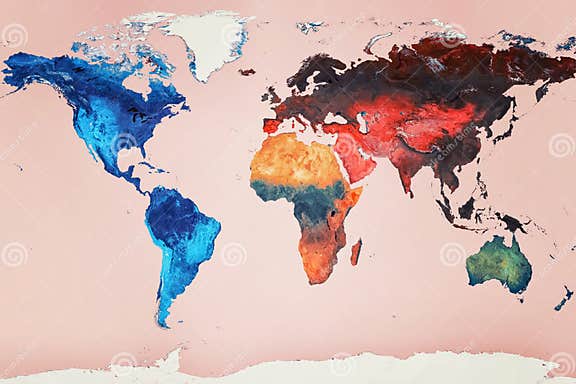 Colorful World Map stock illustration. Illustration of continents ...