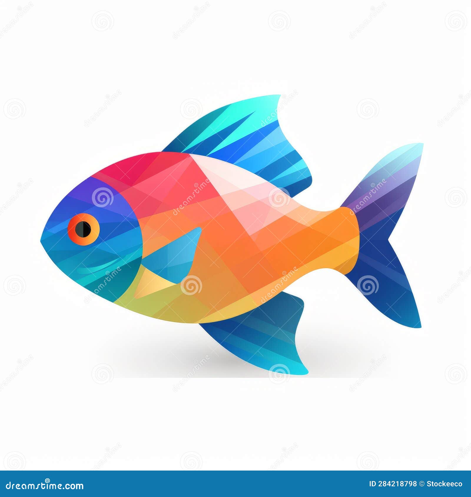 colorful xray fish icon: abstract and playful graphic 