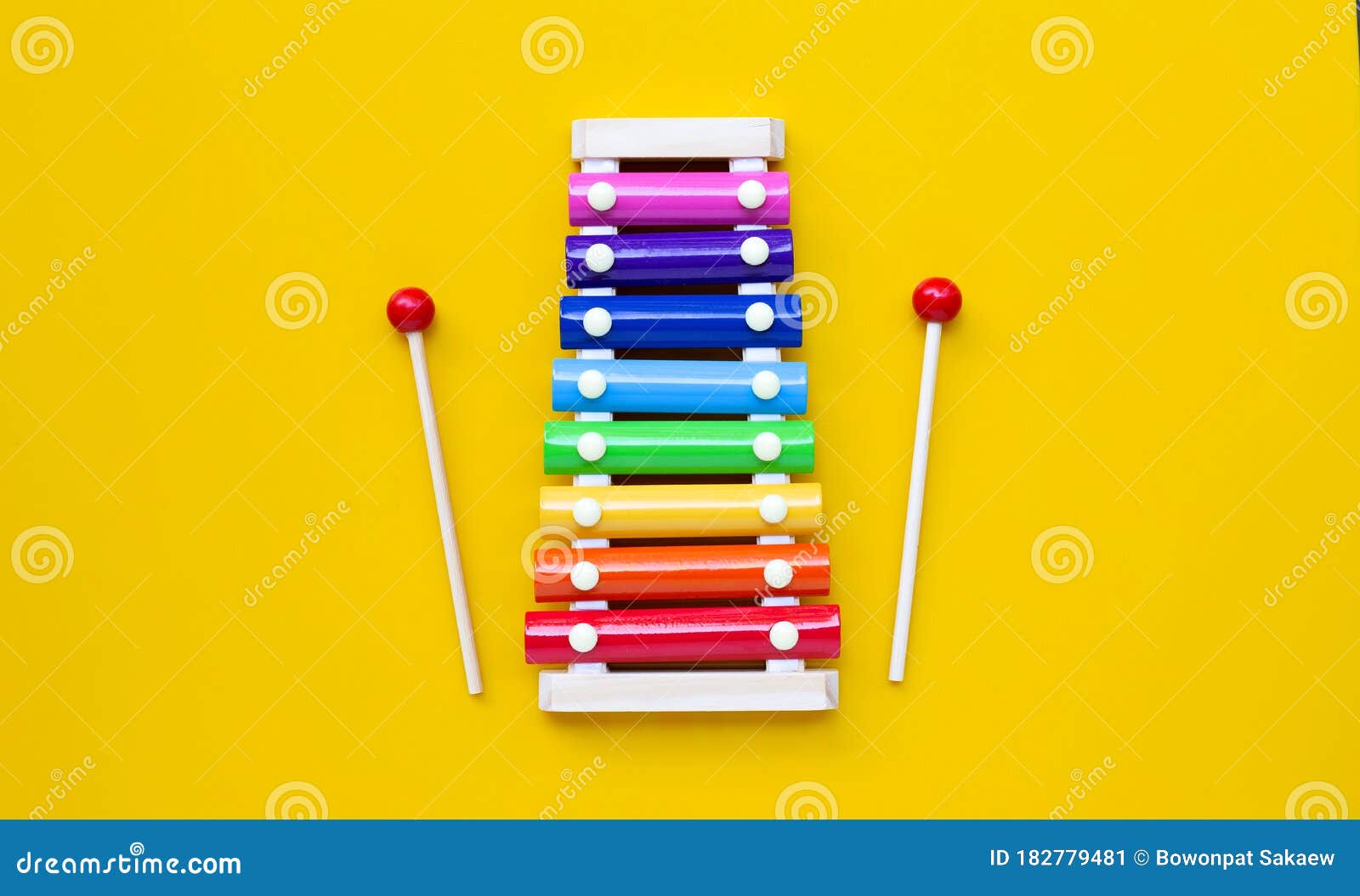 Colorful Xylophone On Yellow Background Stock Image Image of playing