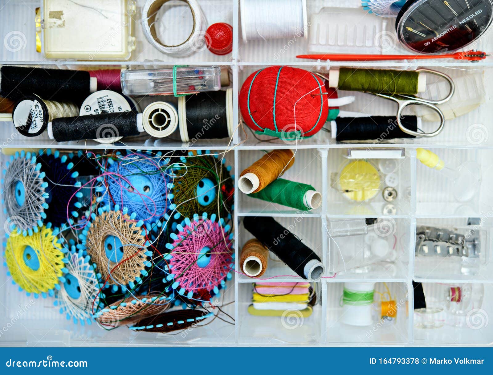 Colorful Yarn in Organizer Box Stock Photo Image of material, background 164793378