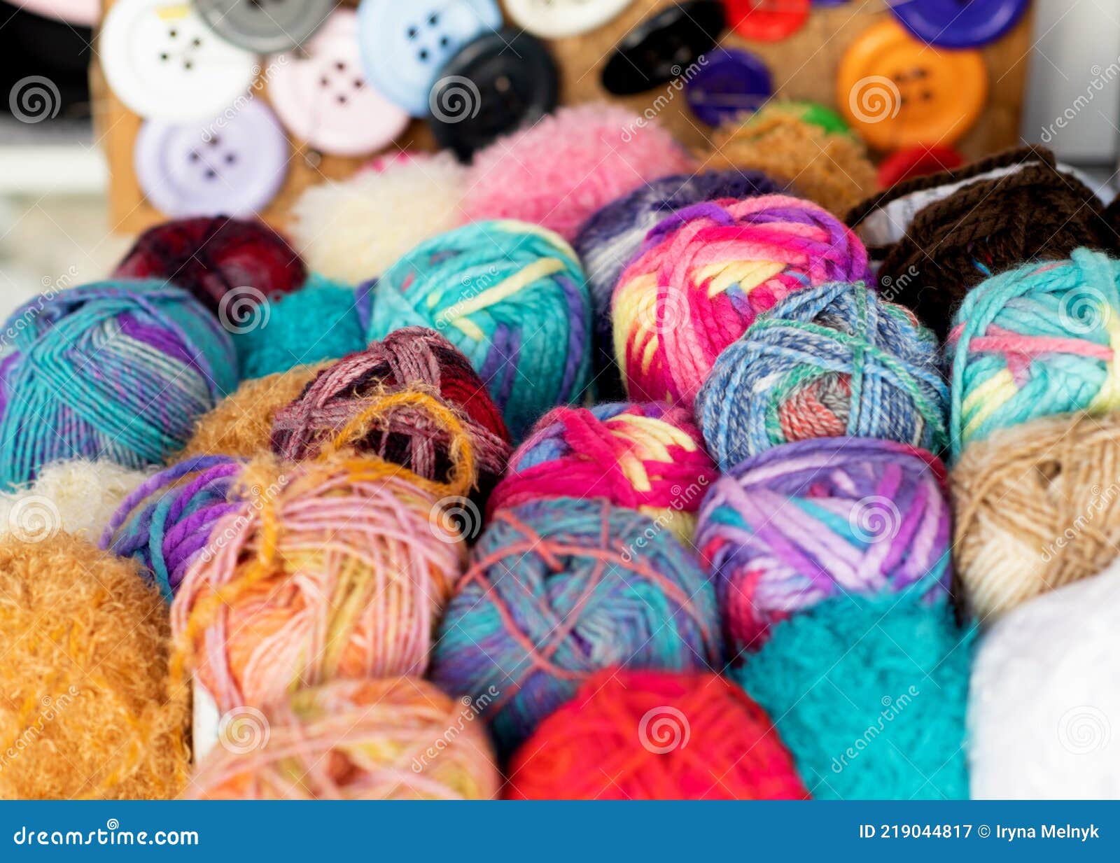 Colorful Yarns in a Box on a Still in the Bazaar Stock Image Image of